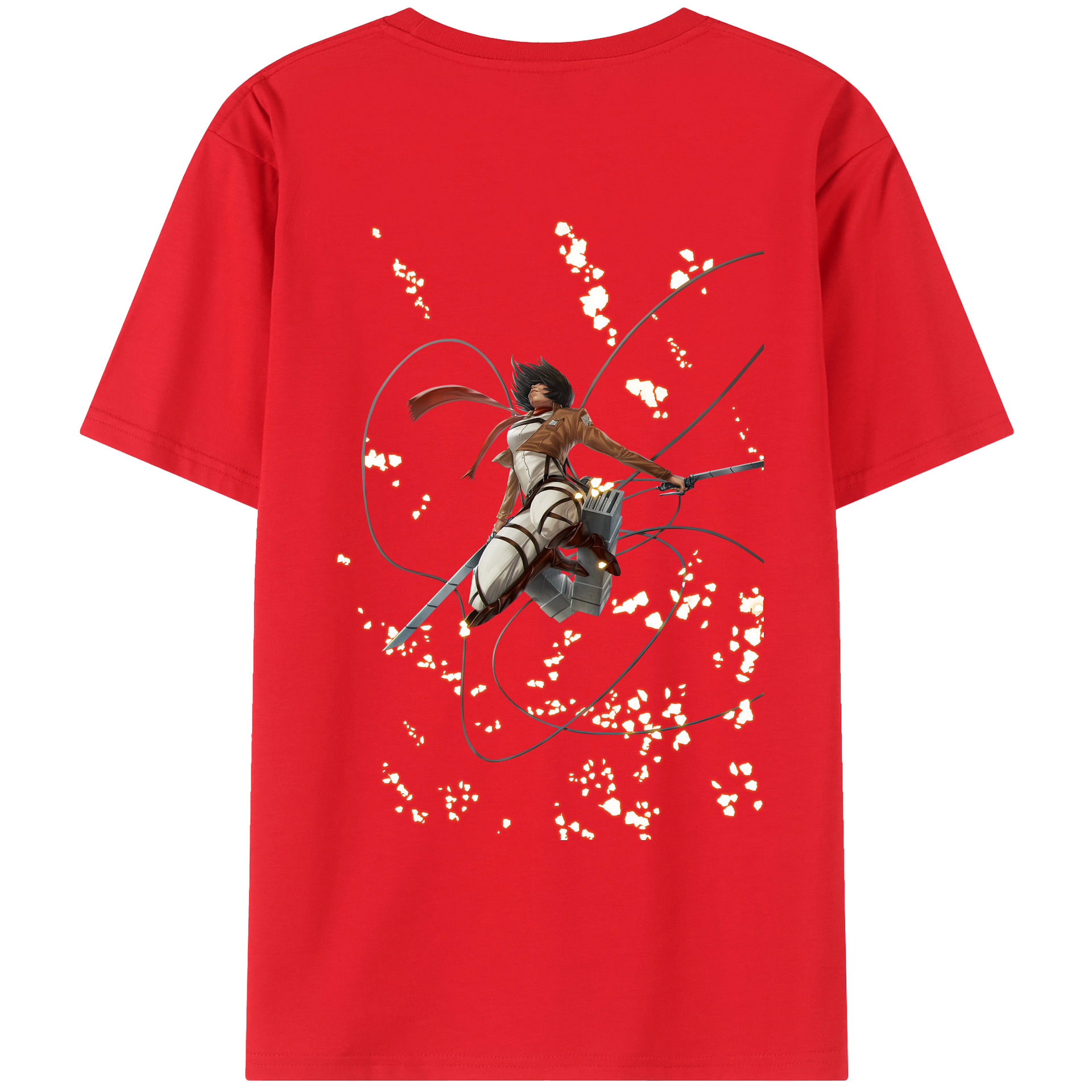 （画像用） 進撃の巨人 ミカサ·アッカーマン Attack on Titan Mikasa Ackerman レディース半袖Tシャツ(バックプリント)
