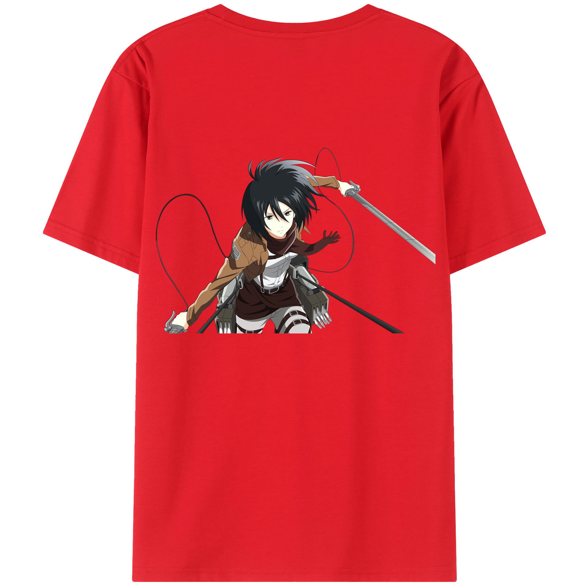 （画像用） 進撃の巨人 ミカサ·アッカーマン Attack on Titan Mikasa Ackerman レディース半袖Tシャツ(バックプリント)
