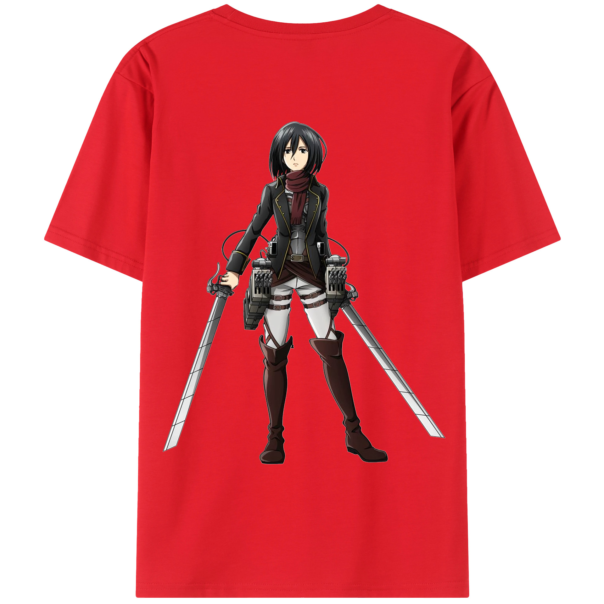 （画像用） 進撃の巨人 ミカサ·アッカーマン Attack on Titan Mikasa Ackerman レディース半袖Tシャツ(バックプリント)
