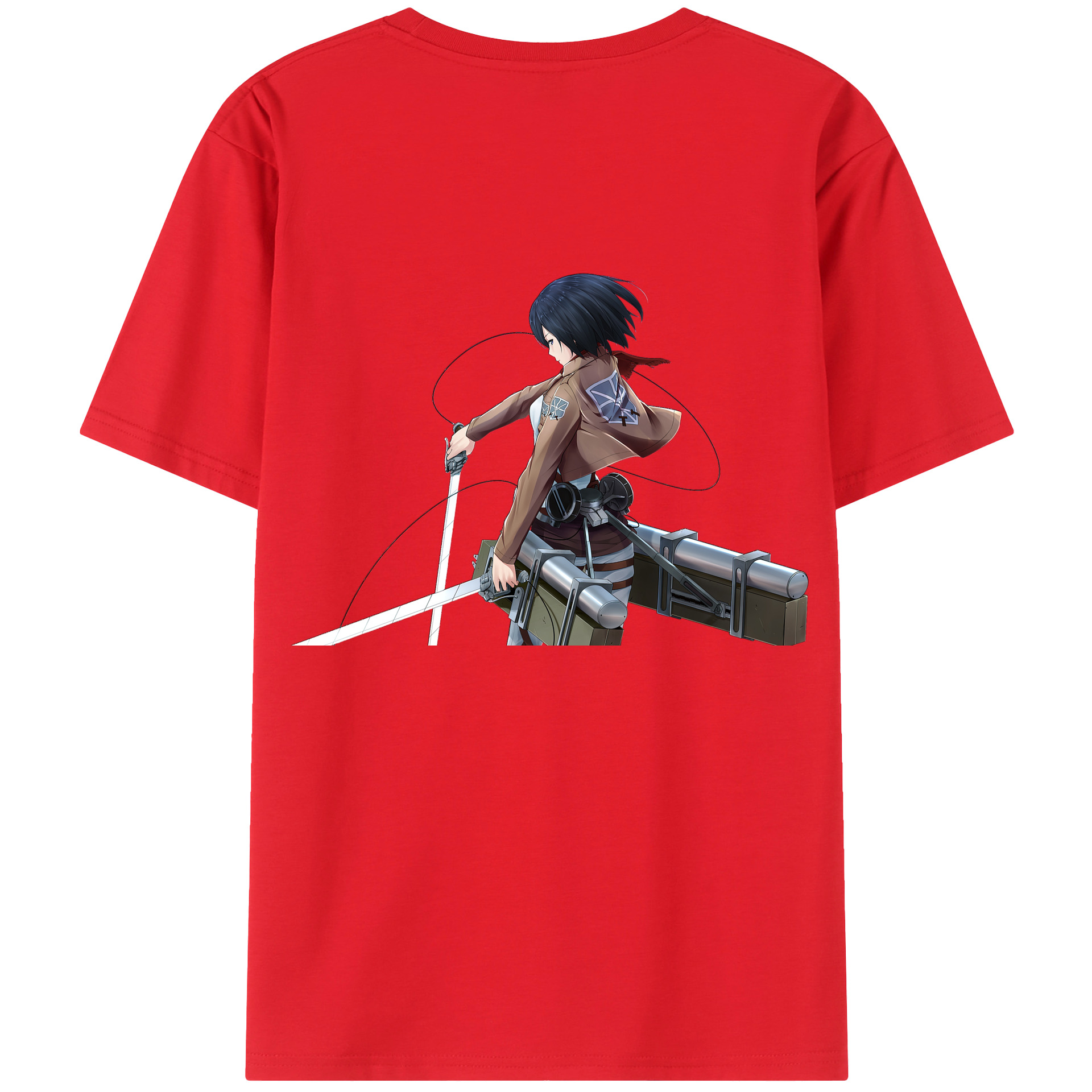（画像用） 進撃の巨人 ミカサ·アッカーマン Attack on Titan Mikasa Ackerman レディース半袖Tシャツ(バックプリント)