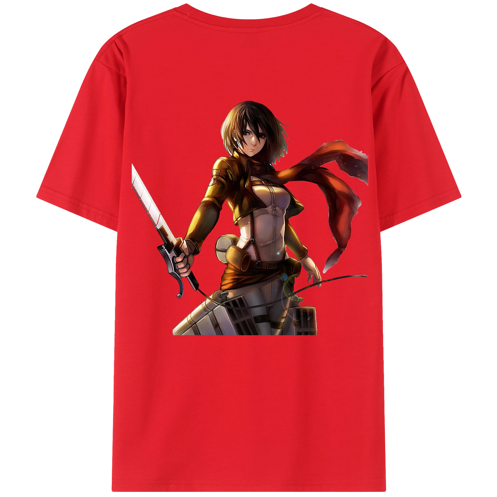 （画像用） 進撃の巨人 ミカサ·アッカーマン Attack on Titan Mikasa Ackerman レディース半袖Tシャツ(バックプリント)