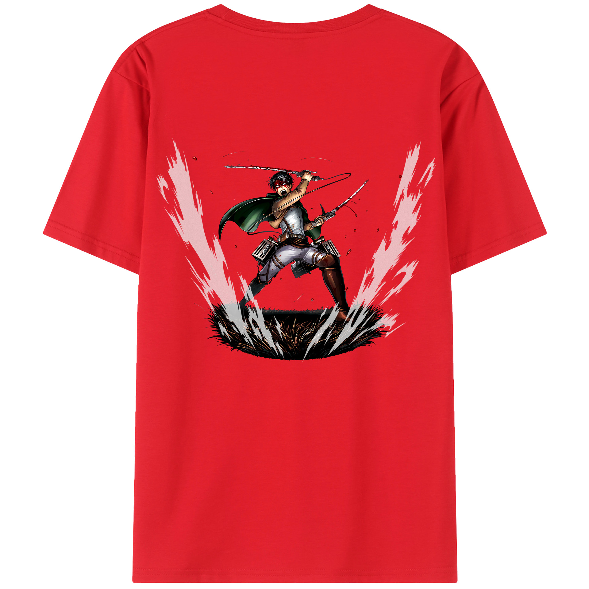 （画像用） 進撃の巨人 リヴァイ·アッカーマン Attack on Titan Levi Ackerman レディース半袖Tシャツ(バックプリント)