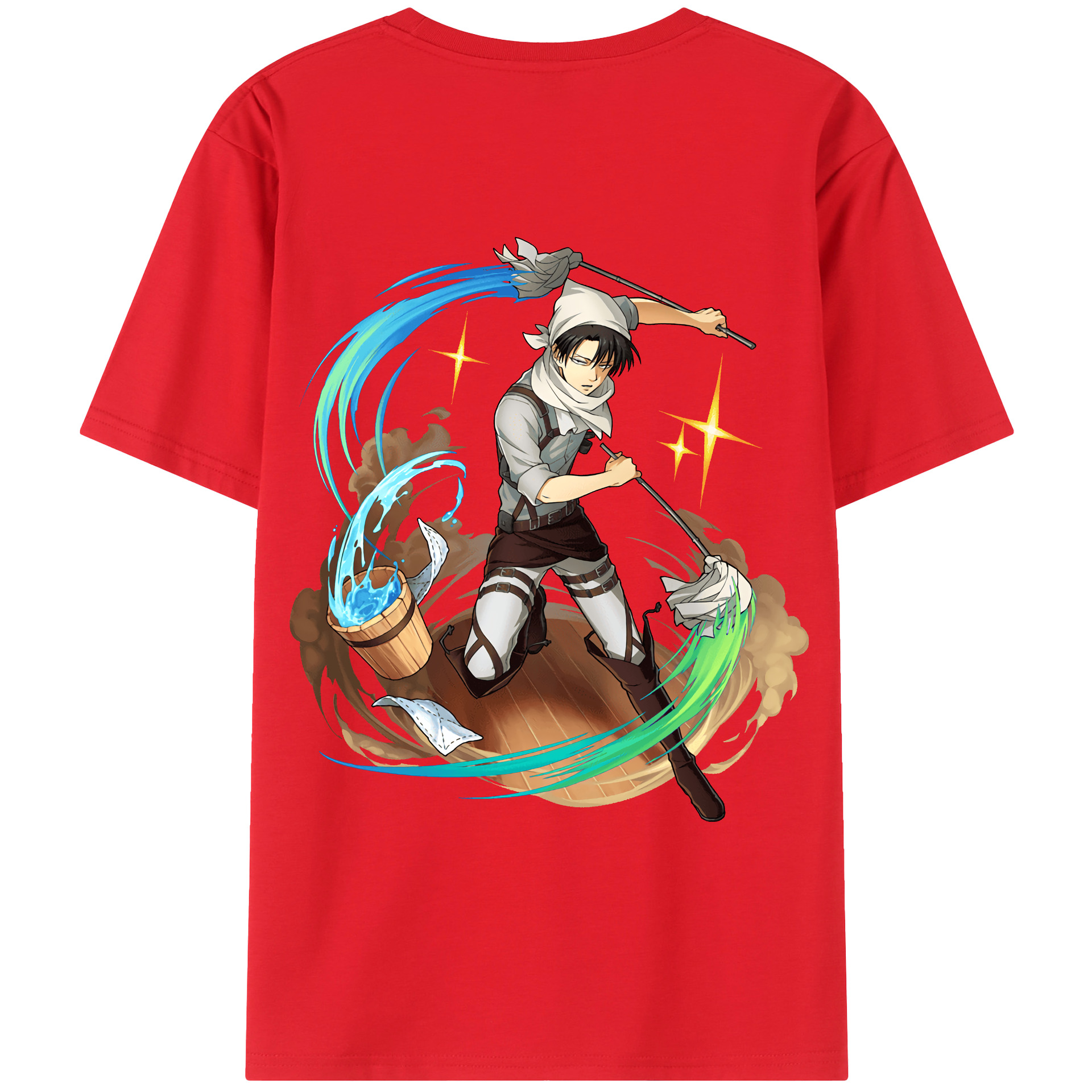 （画像用） 進撃の巨人 リヴァイ·アッカーマン Attack on Titan Levi Ackerman レディース半袖Tシャツ(バックプリント)