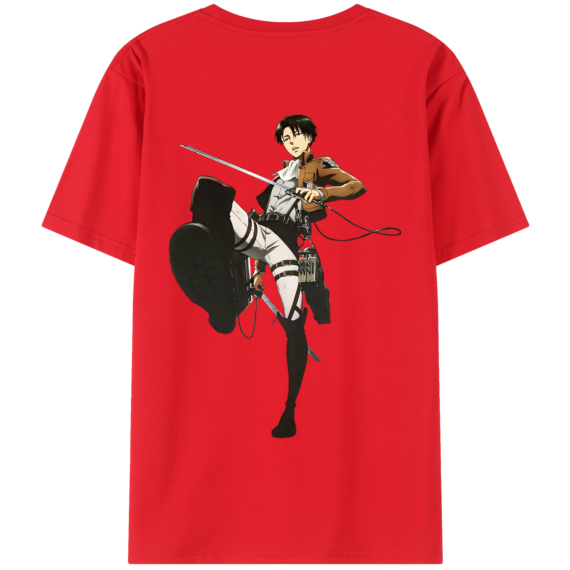 （画像用） 進撃の巨人 リヴァイ·アッカーマン Attack on Titan Levi Ackerman レディース半袖Tシャツ(バックプリント)