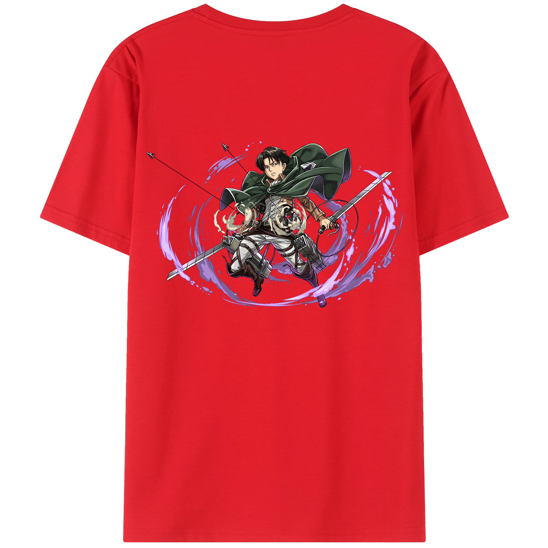 （画像用） 進撃の巨人 リヴァイ·アッカーマン Attack on Titan Levi Ackerman レディース半袖Tシャツ(バックプリント)