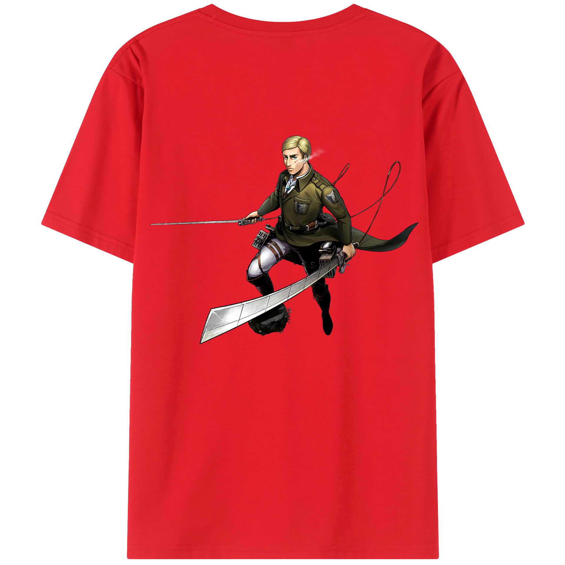 （画像用） 進撃の巨人 エルヴィン・スミス Attack on Titan Erwin Smith レディース半袖Tシャツ(バックプリント)