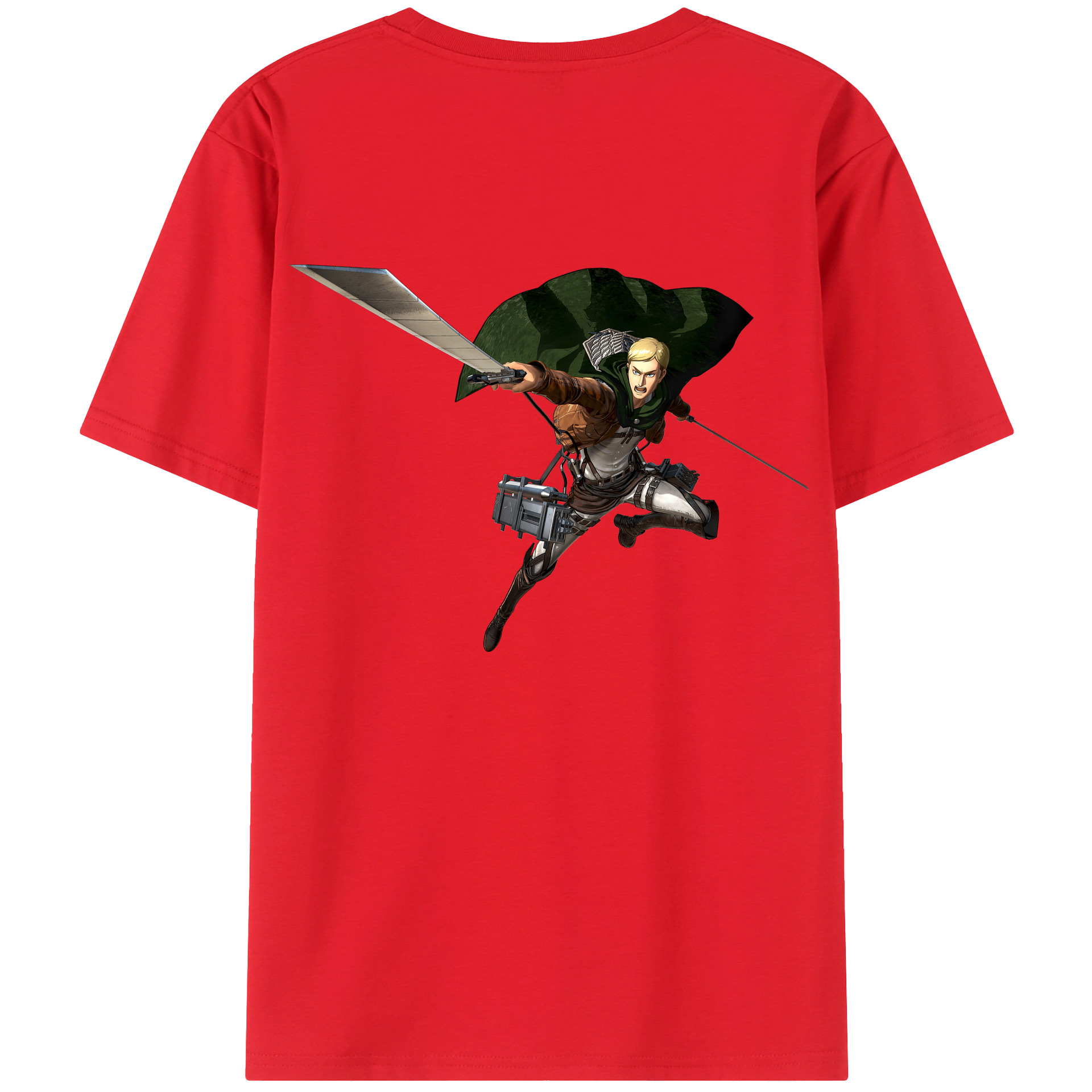 （画像用） 進撃の巨人 エルヴィン・スミス Attack on Titan Erwin Smith レディース半袖Tシャツ(バックプリント)
