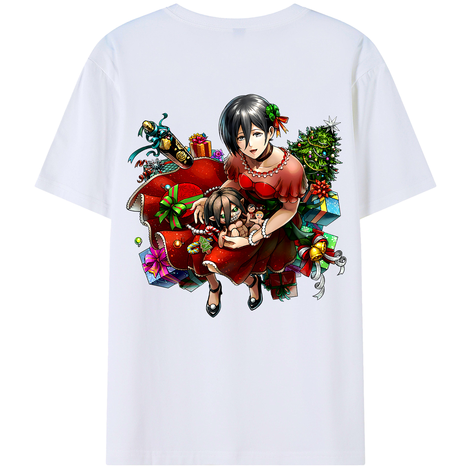 （画像用） 進撃の巨人 ミカサ·アッカーマン Attack on Titan Mikasa Ackerman レディース半袖Tシャツ(バックプリント)
