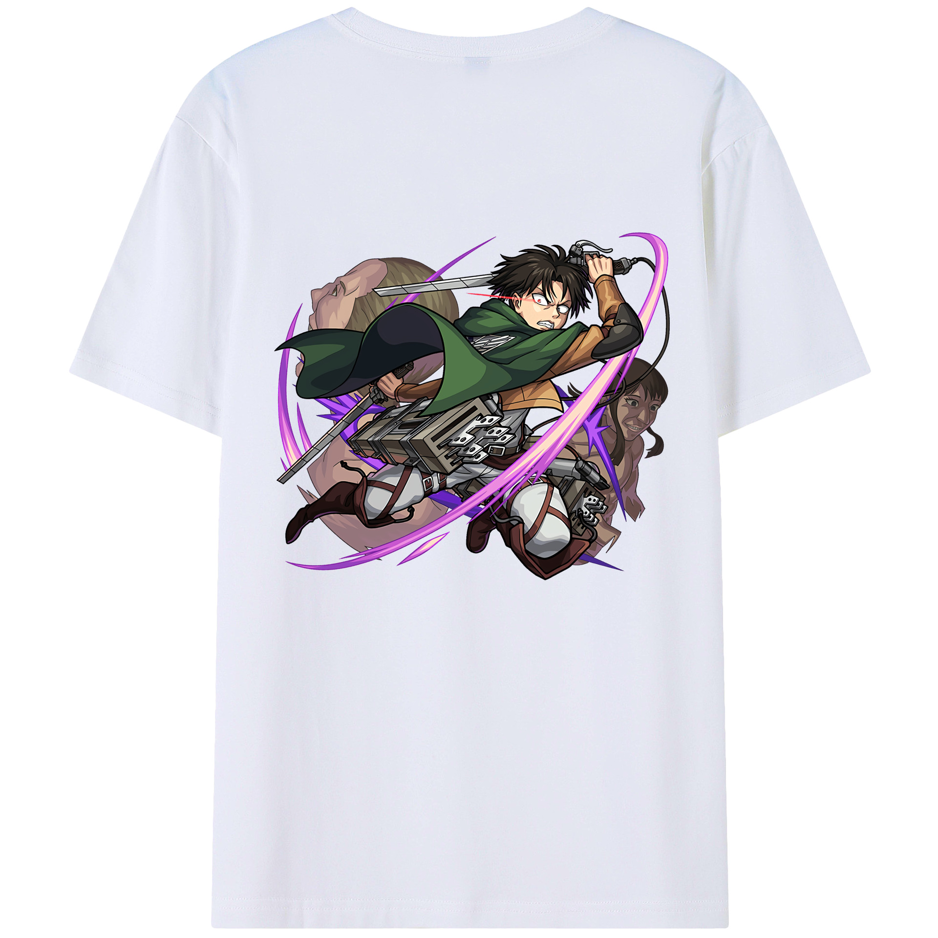（画像用） 進撃の巨人 リヴァイ·アッカーマン Attack on Titan Levi Ackerman レディース半袖Tシャツ(バックプリント)