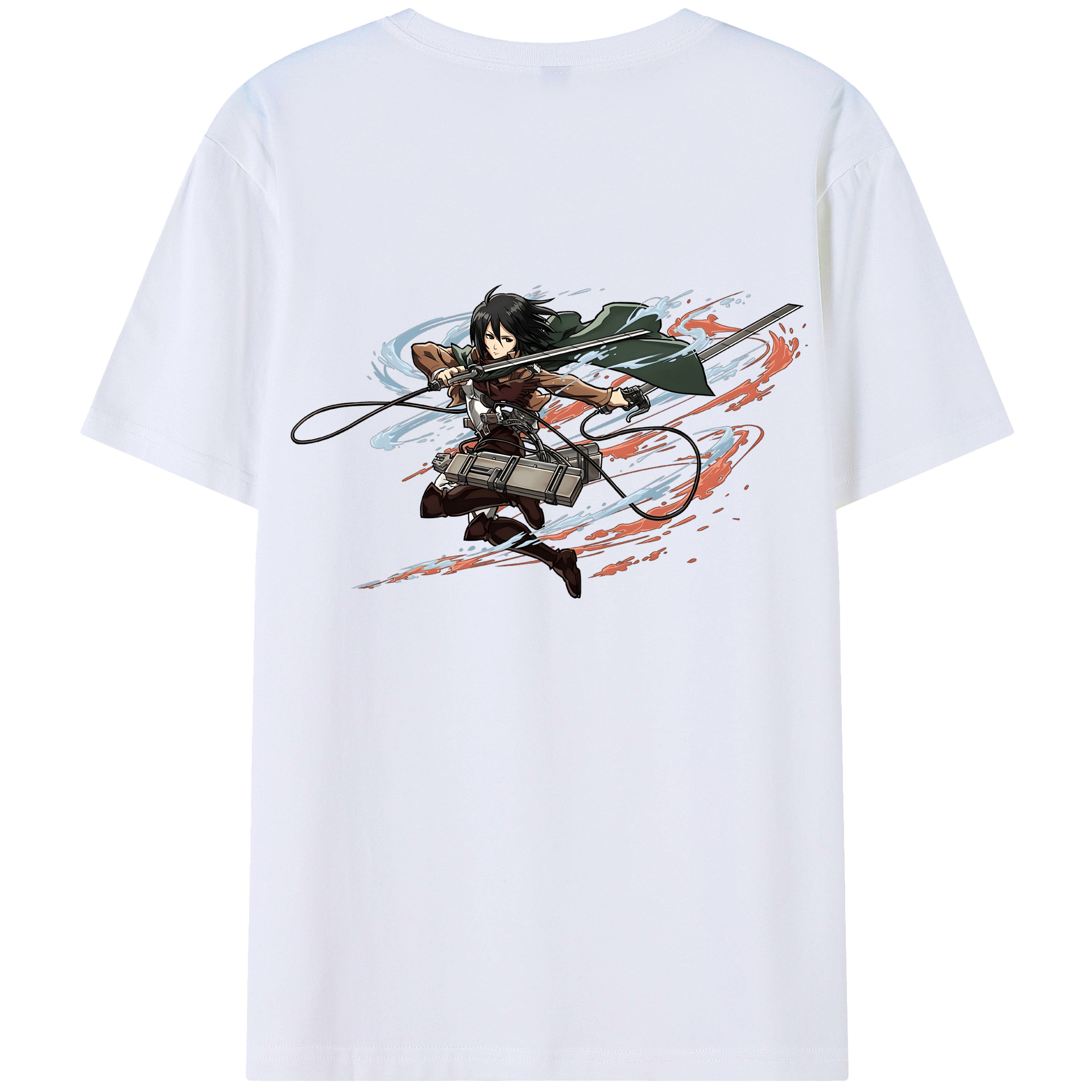 （画像用） 進撃の巨人 ミカサ·アッカーマン Attack on Titan Mikasa Ackerman レディース半袖Tシャツ(バックプリント)