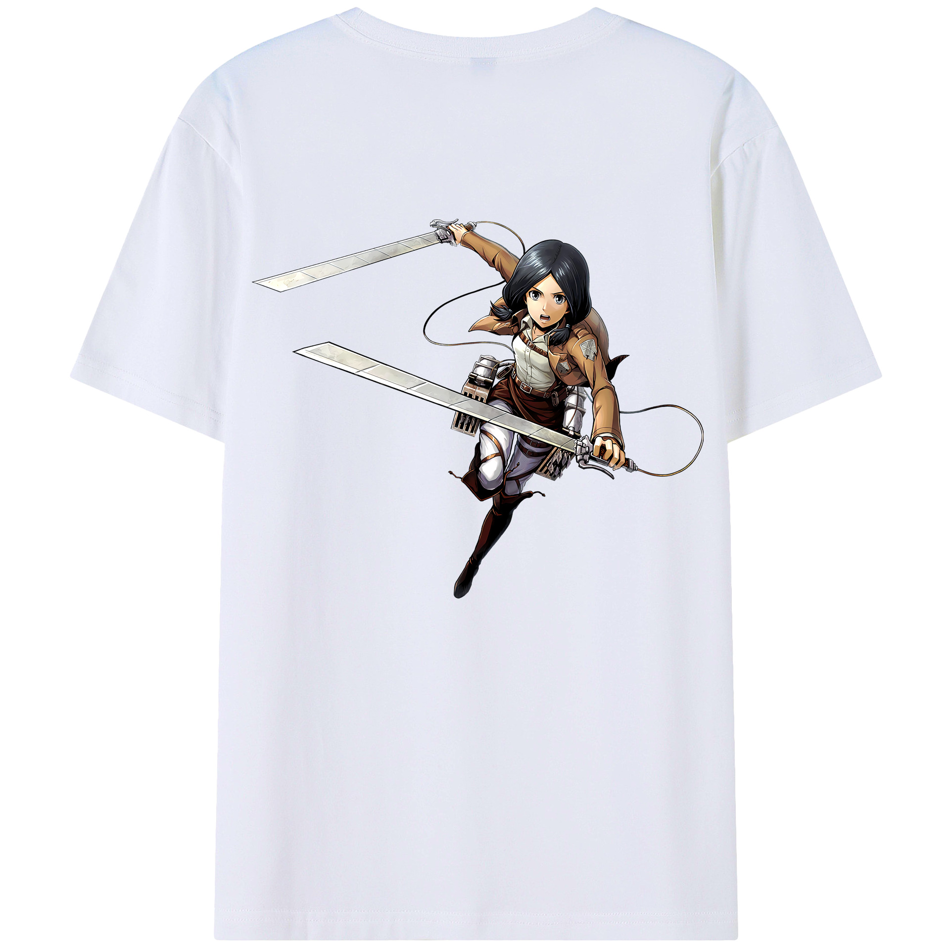 （画像用） 進撃の巨人 ミカサ·アッカーマン Attack on Titan Mikasa Ackerman レディース半袖Tシャツ(バックプリント)