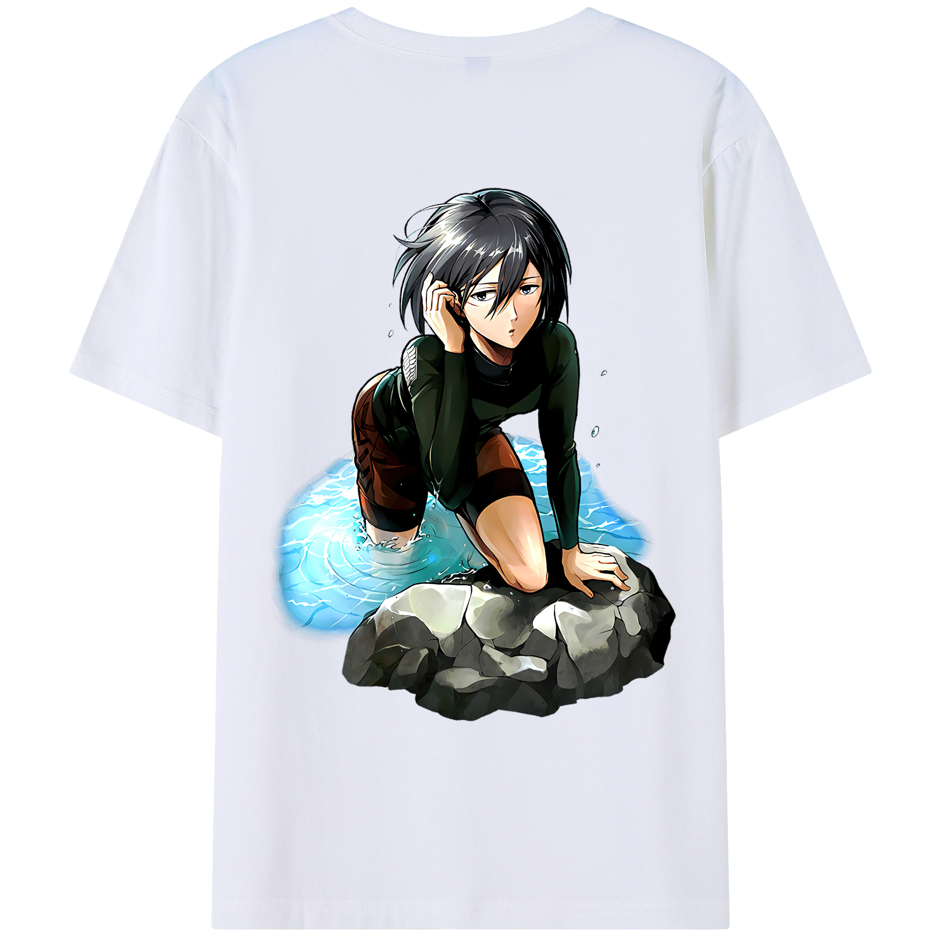 （画像用） 進撃の巨人 ミカサ·アッカーマン Attack on Titan Mikasa Ackerman レディース半袖Tシャツ(バックプリント)