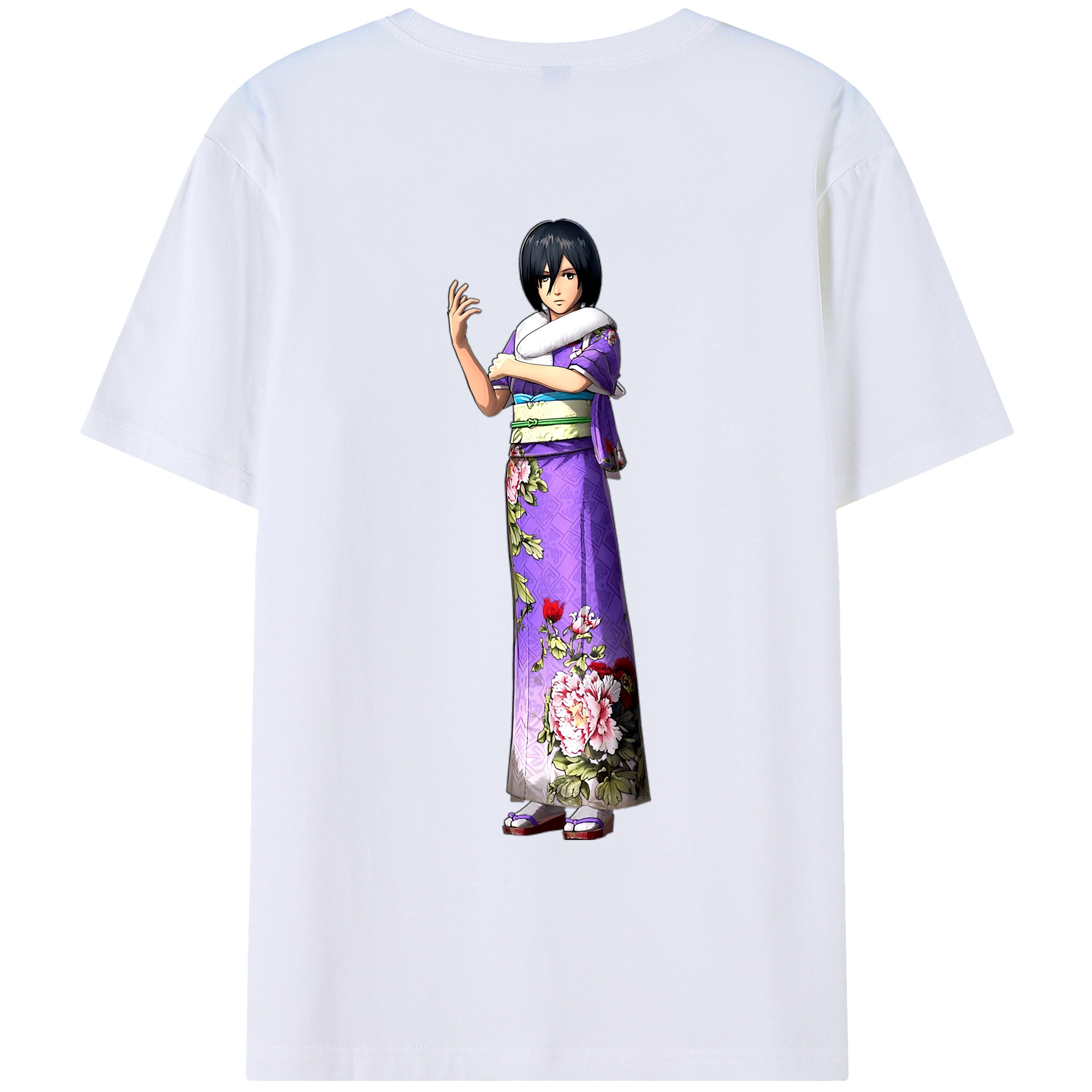（画像用） 進撃の巨人 ミカサ·アッカーマン Attack on Titan Mikasa Ackerman レディース半袖Tシャツ(バックプリント)