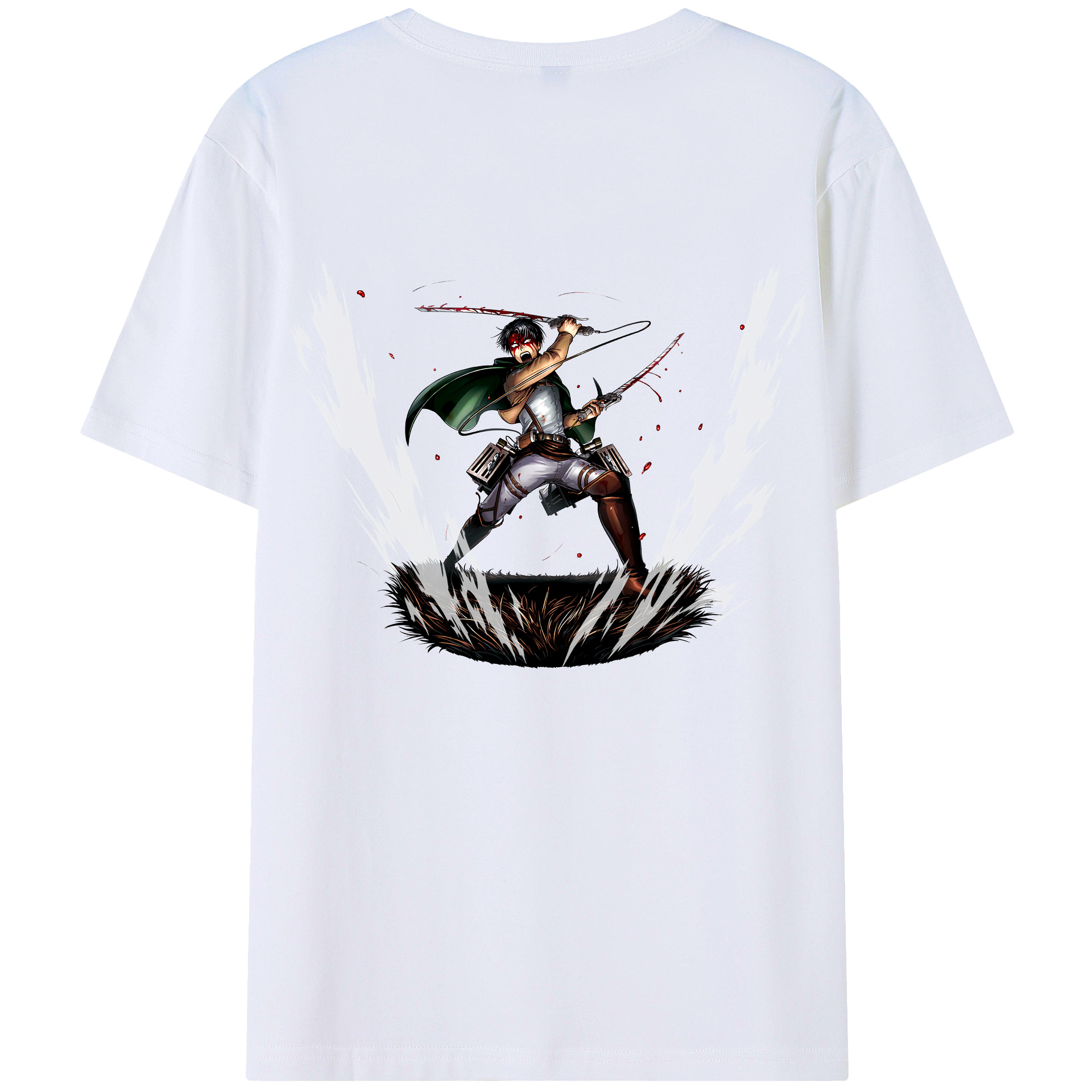 （画像用） 進撃の巨人 リヴァイ·アッカーマン Attack on Titan Levi Ackerman レディース半袖Tシャツ(バックプリント)