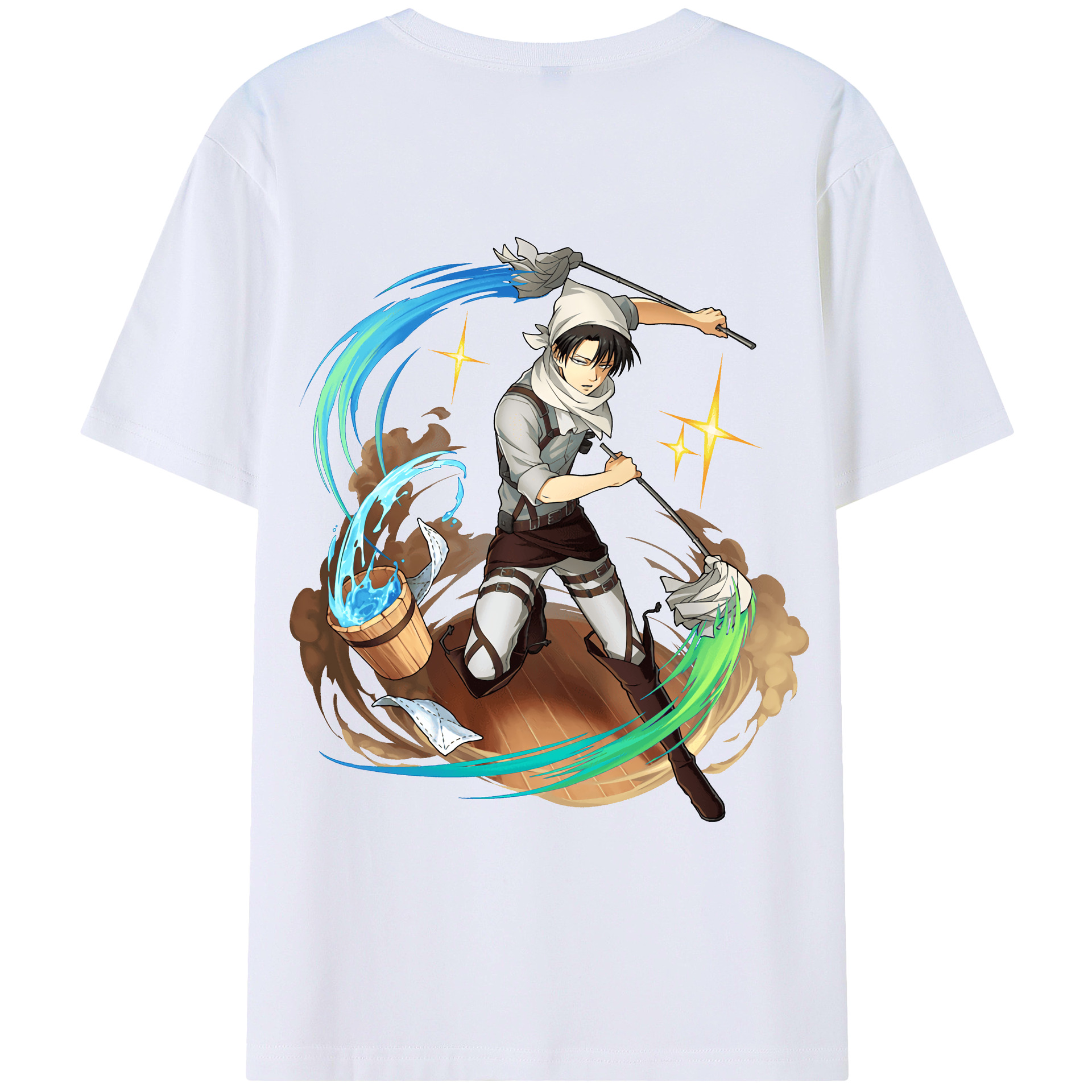 （画像用） 進撃の巨人 リヴァイ·アッカーマン Attack on Titan Levi Ackerman レディース半袖Tシャツ(バックプリント)