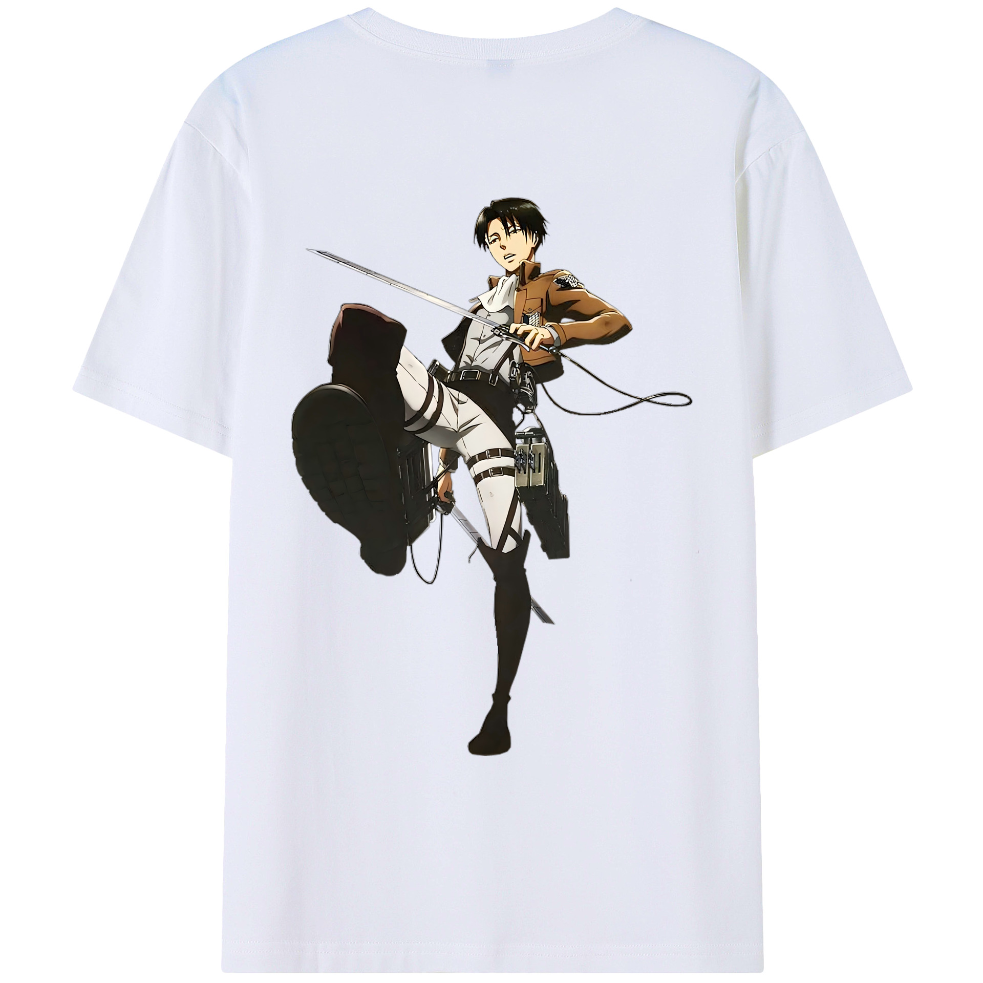 （画像用） 進撃の巨人 リヴァイ·アッカーマン Attack on Titan Levi Ackerman レディース半袖Tシャツ(バックプリント)