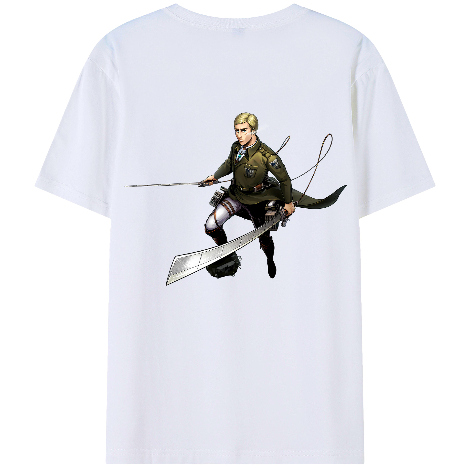 （画像用） 進撃の巨人 エルヴィン・スミス Attack on Titan Erwin Smith レディース半袖Tシャツ(バックプリント)