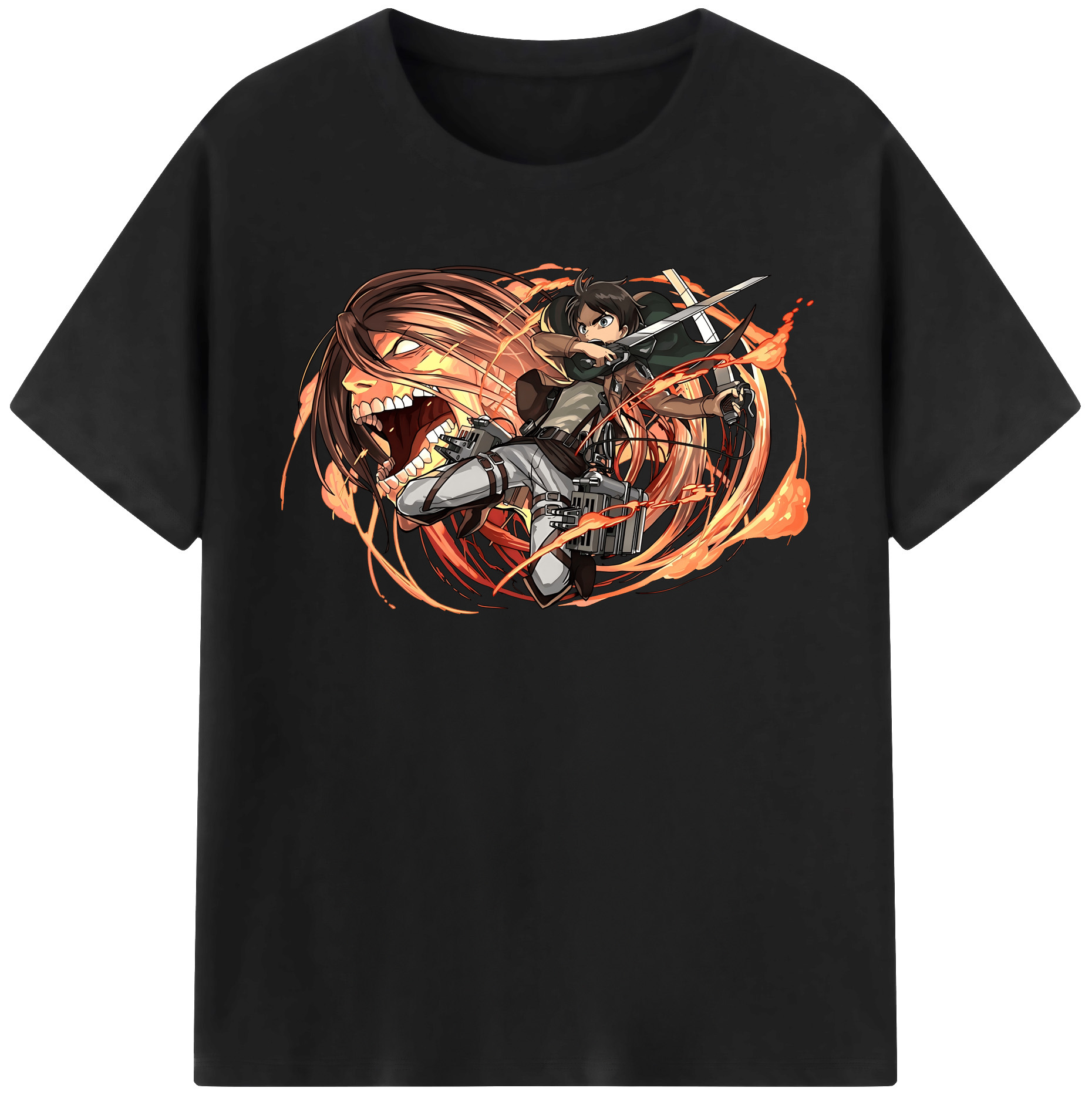（画像用） 進撃の巨人 エレン･イェーガー Attack on Titan Eren Jäger レディースカジュアルプリントTシャツ（綿100％）