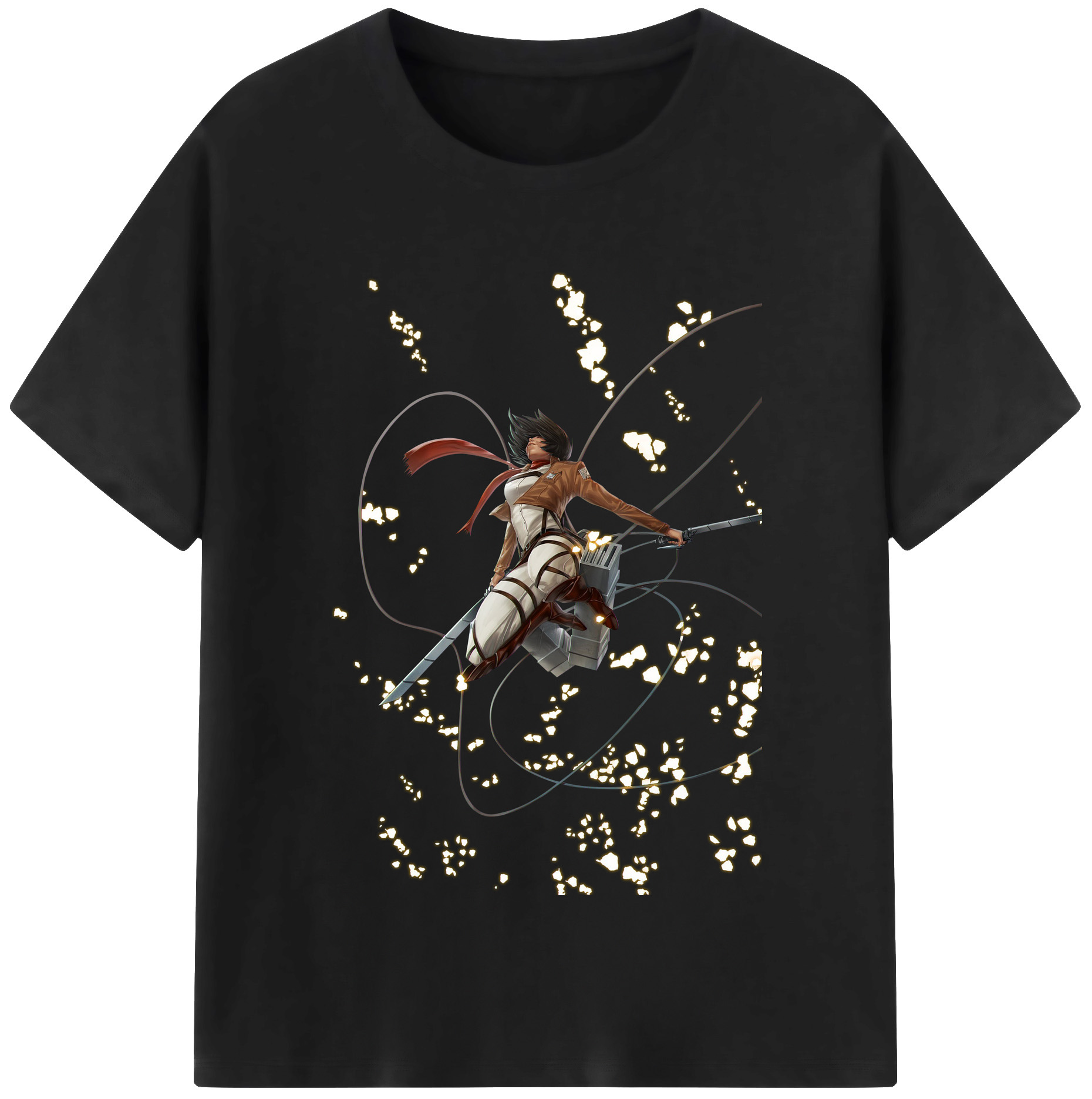 （画像用） 進撃の巨人 ミカサ·アッカーマン Attack on Titan Mikasa Ackerman レディースカジュアルプリントTシャツ（綿100％）