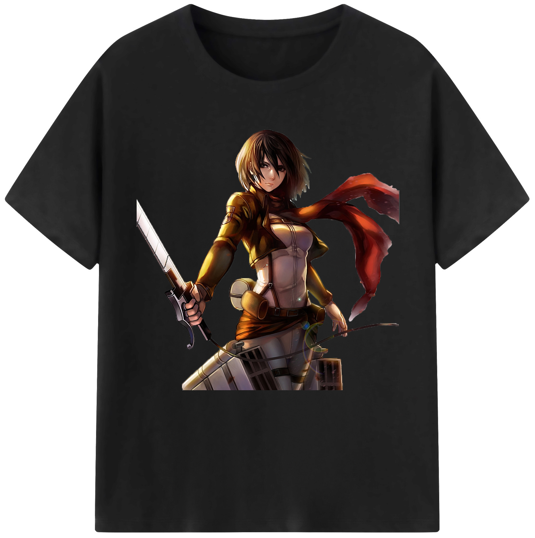 （画像用） 進撃の巨人 ミカサ·アッカーマン Attack on Titan Mikasa Ackerman レディースカジュアルプリントTシャツ（綿100％）