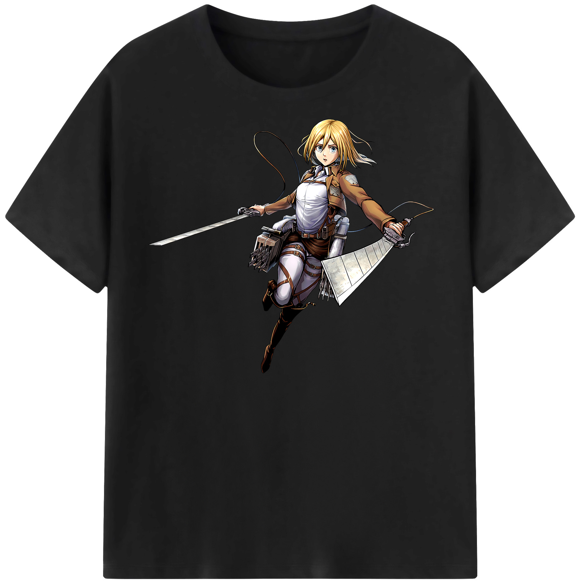 （画像用） 進撃の巨人 クリスタ·レンズ Attack on Titan Christa Lenz レディースカジュアルプリントTシャツ（綿100％）