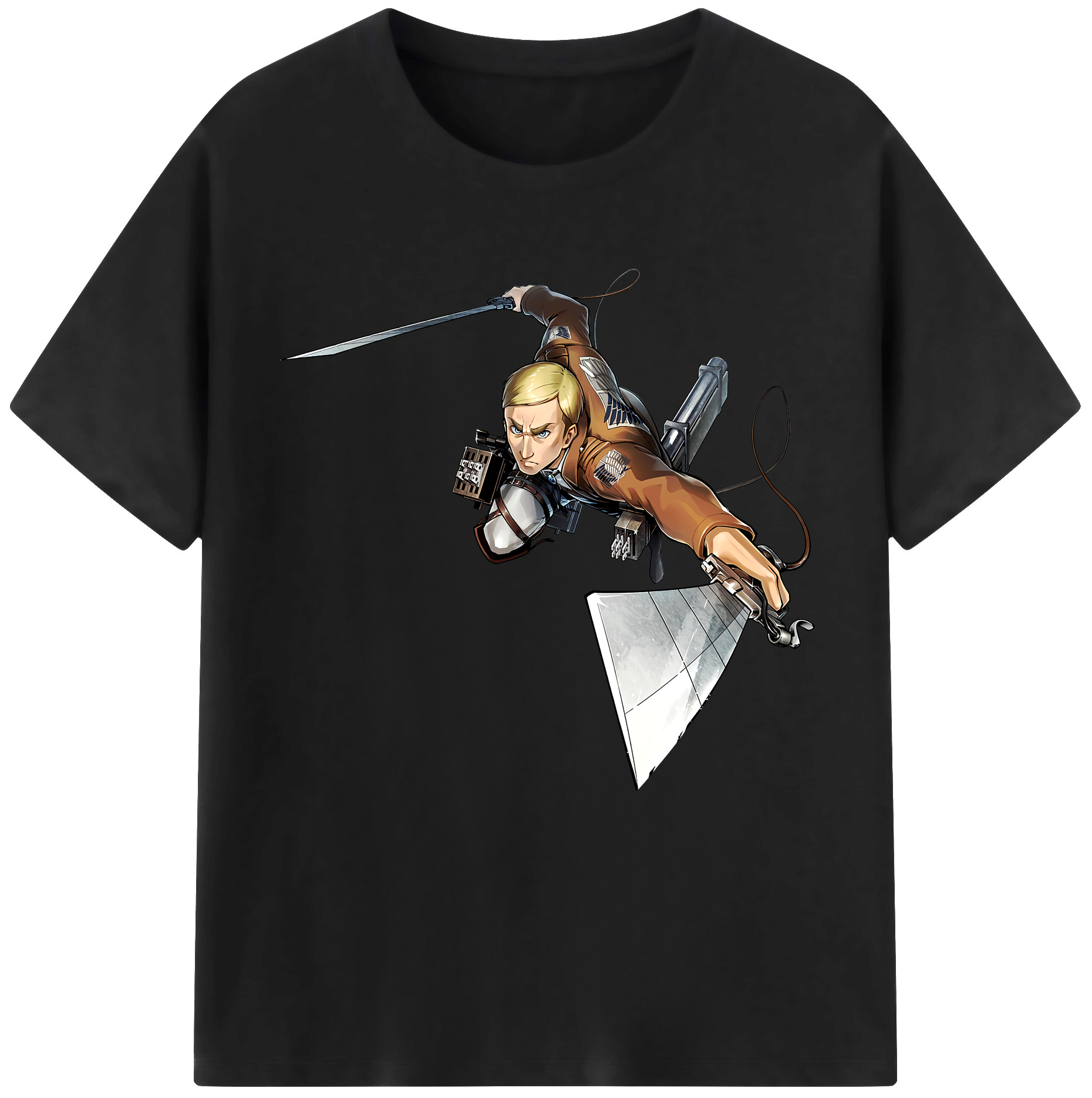 （画像用） 進撃の巨人 エルヴィン・スミス Attack on Titan Erwin Smith レディースカジュアルプリントTシャツ（綿100％）
