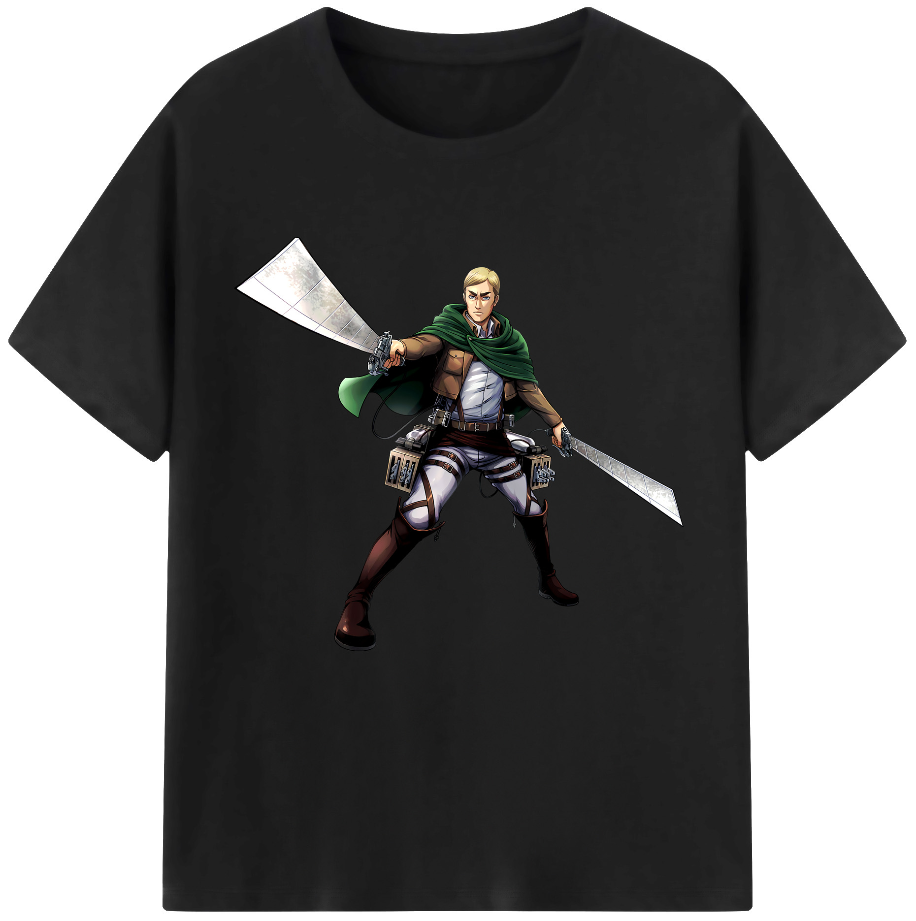 （画像用） 進撃の巨人 エルヴィン・スミス Attack on Titan Erwin Smith レディースカジュアルプリントTシャツ（綿100％）