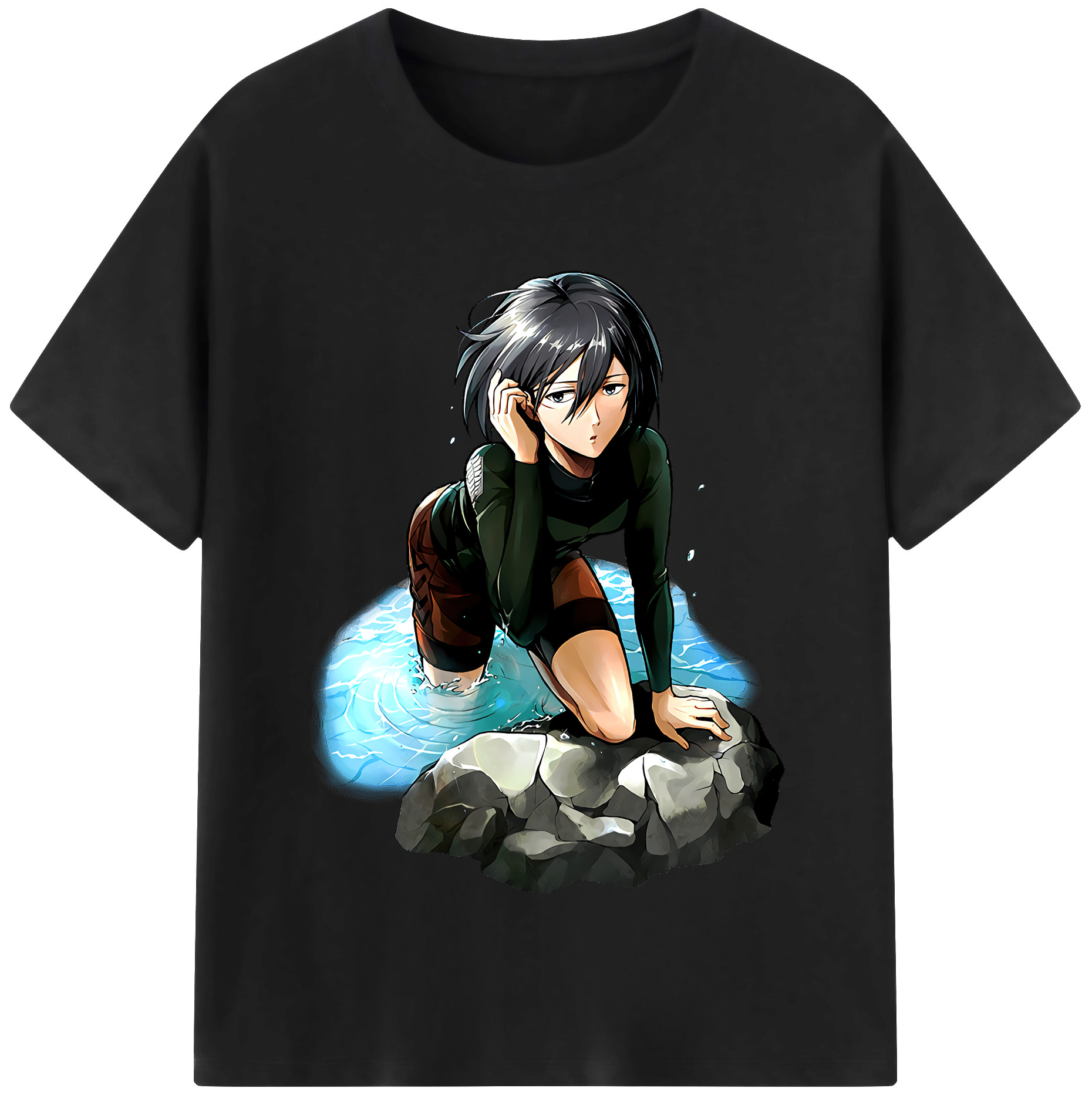（画像用） 進撃の巨人 ミカサ·アッカーマン Attack on Titan Mikasa Ackerman レディースカジュアルプリントTシャツ（綿100％）
