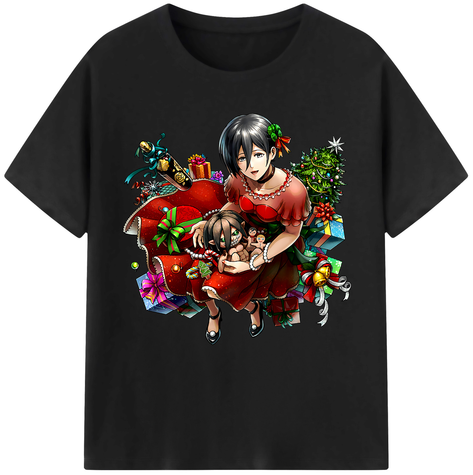 （画像用） 進撃の巨人 ミカサ·アッカーマン Attack on Titan Mikasa Ackerman レディースカジュアルプリントTシャツ（綿100％）