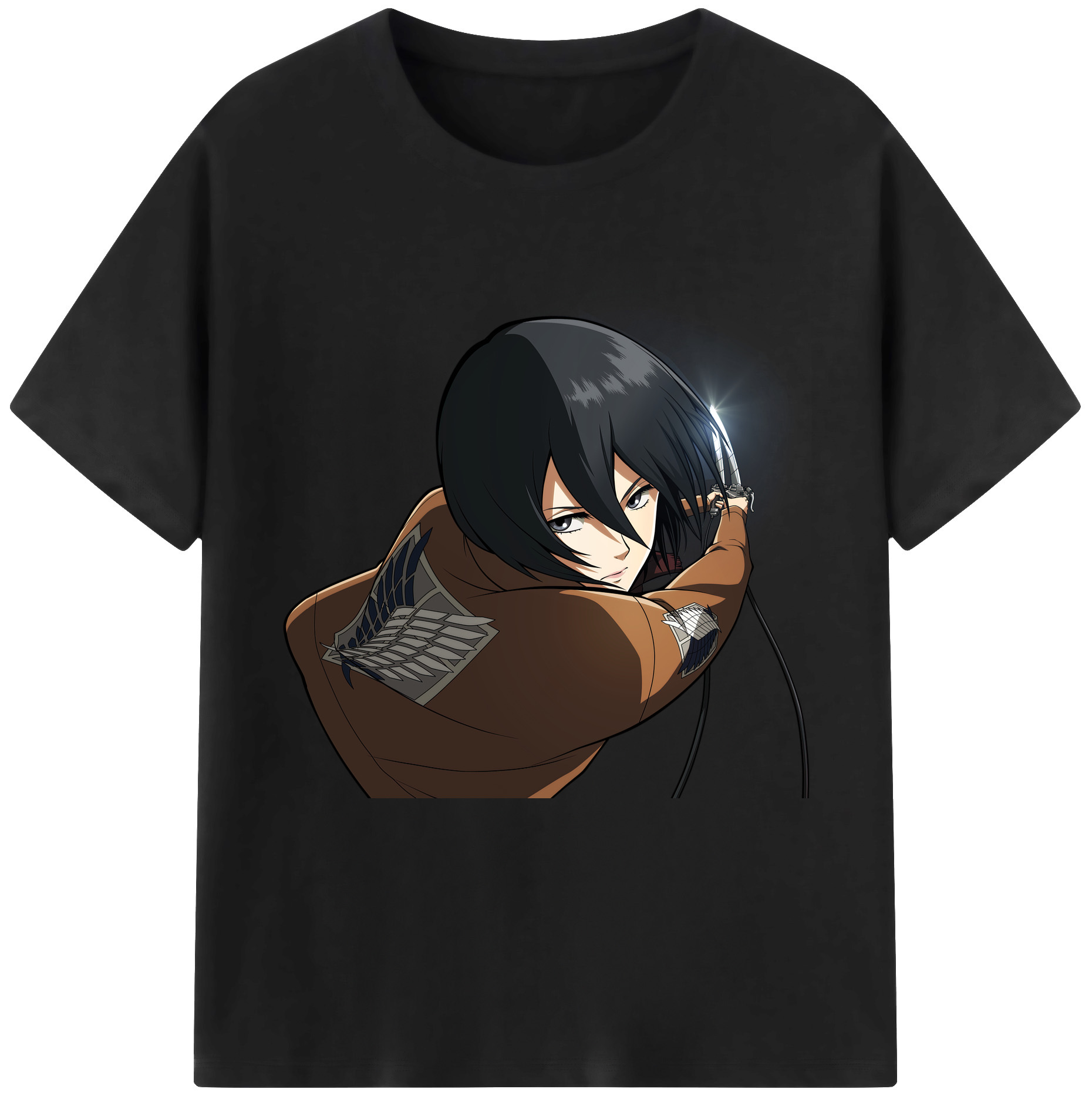 （画像用） 進撃の巨人 ミカサ·アッカーマン Attack on Titan Mikasa Ackerman レディースカジュアルプリントTシャツ（綿100％）