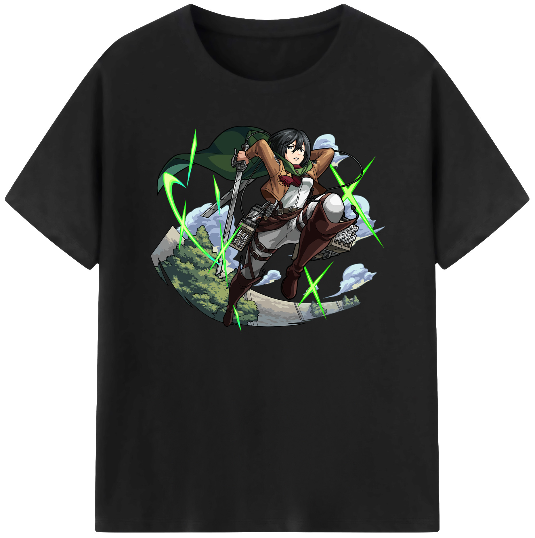 （画像用） 進撃の巨人 ミカサ·アッカーマン Attack on Titan Mikasa Ackerman レディースカジュアルプリントTシャツ（綿100％）