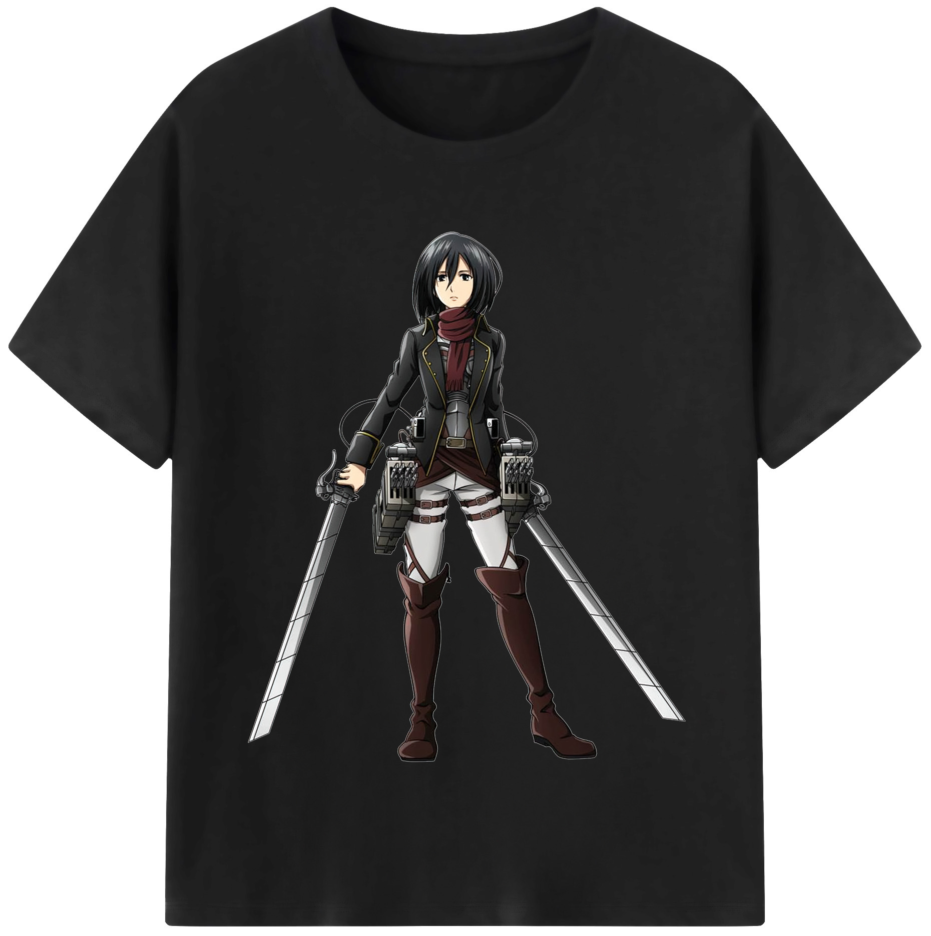 （画像用） 進撃の巨人 ミカサ·アッカーマン Attack on Titan Mikasa Ackerman レディースカジュアルプリントTシャツ（綿100％）