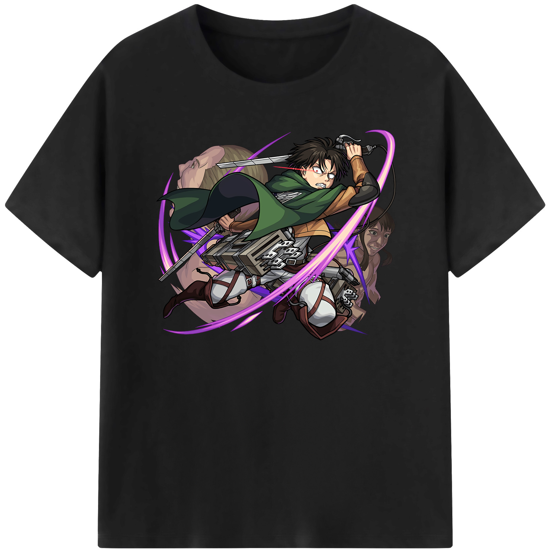 （画像用） 進撃の巨人 リヴァイ·アッカーマン Attack on Titan Levi Ackerman レディースカジュアルプリントTシャツ（綿100％）