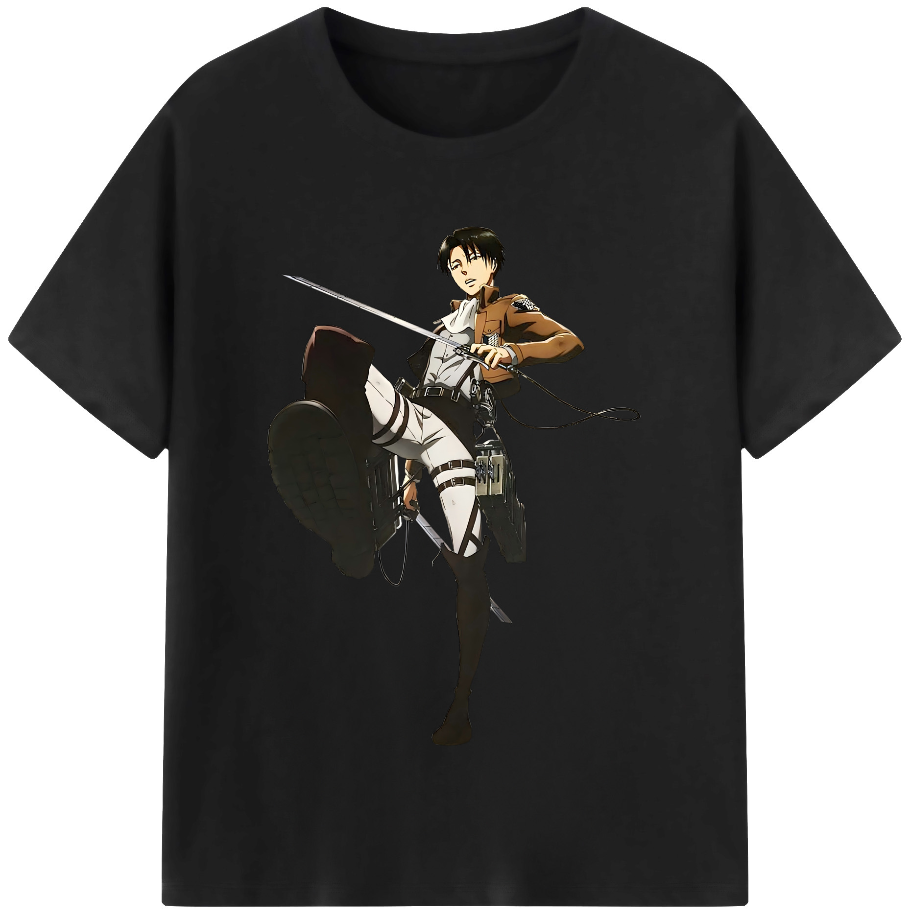 （画像用） 進撃の巨人 リヴァイ·アッカーマン Attack on Titan Levi Ackerman レディースカジュアルプリントTシャツ（綿100％）
