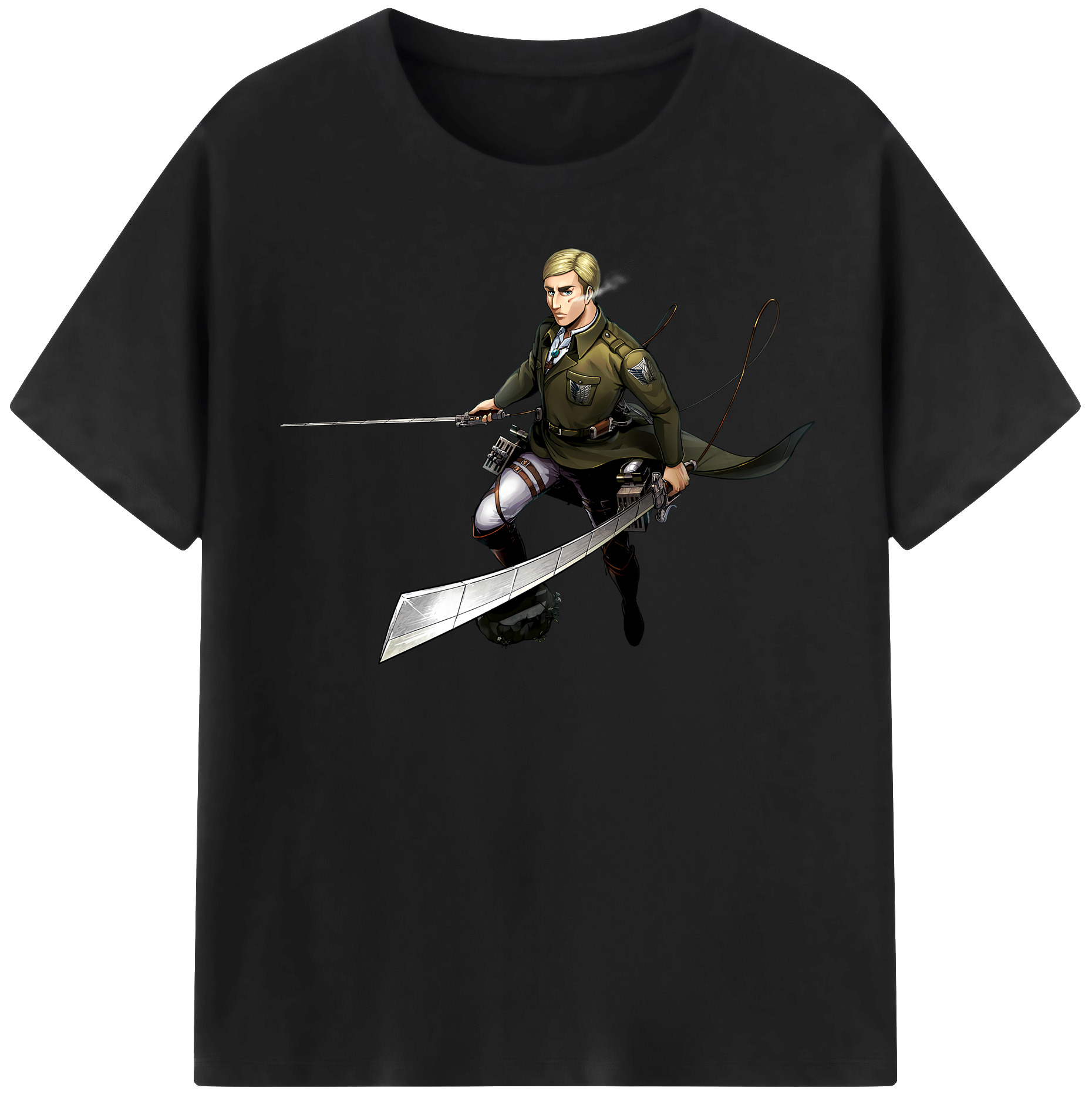 （画像用） 進撃の巨人 エルヴィン・スミス Attack on Titan Erwin Smith レディースカジュアルプリントTシャツ（綿100％）