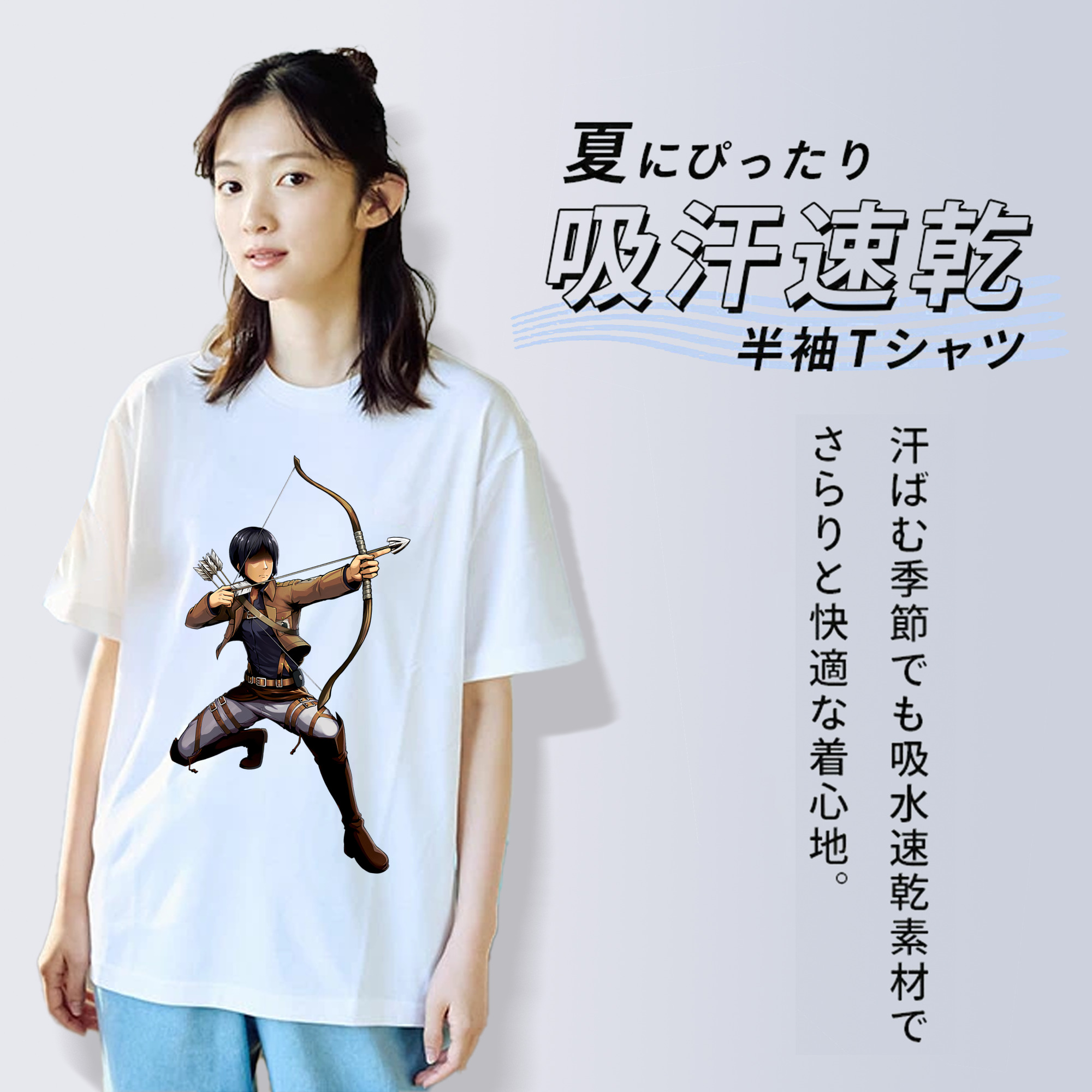 進撃の巨人 Attack on Titan レディースカジュアルプリントTシャツ（綿100％）