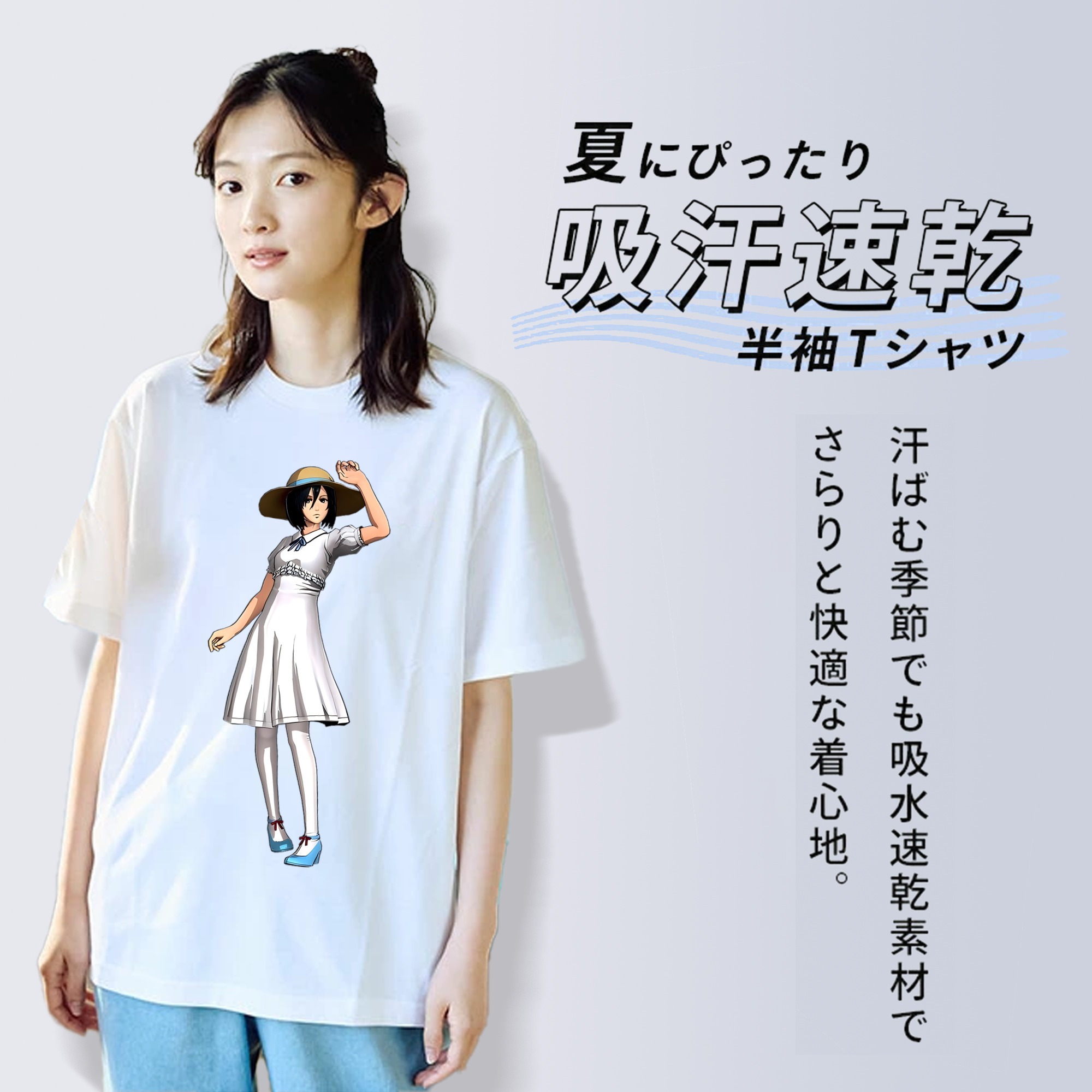 進撃の巨人 ミカサ·アッカーマン Attack on Titan Mikasa Ackerman レディースカジュアルプリントTシャツ（綿100％）