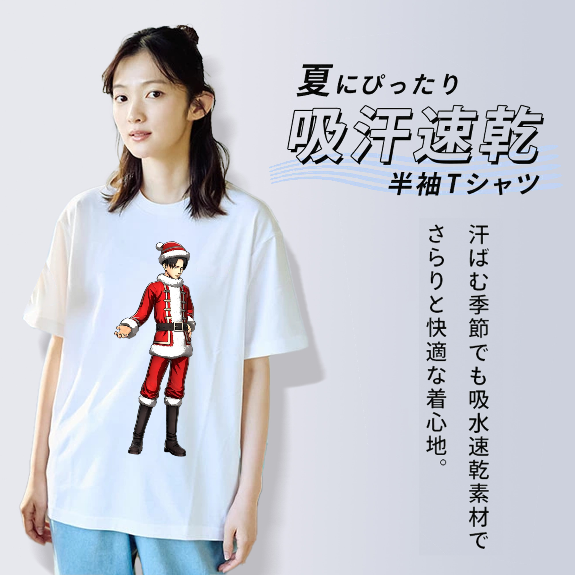 進撃の巨人 リヴァイ·アッカーマン Attack on Titan Levi Ackerman レディースカジュアルプリントTシャツ（綿100％）