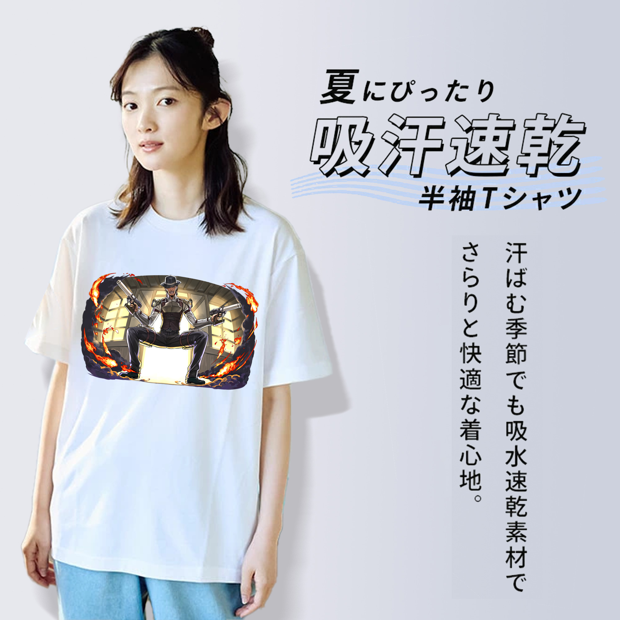 進撃の巨人 ケニー·アッカーマン Attack on Titan Kenny Ackerman レディースカジュアルプリントTシャツ（綿100％）