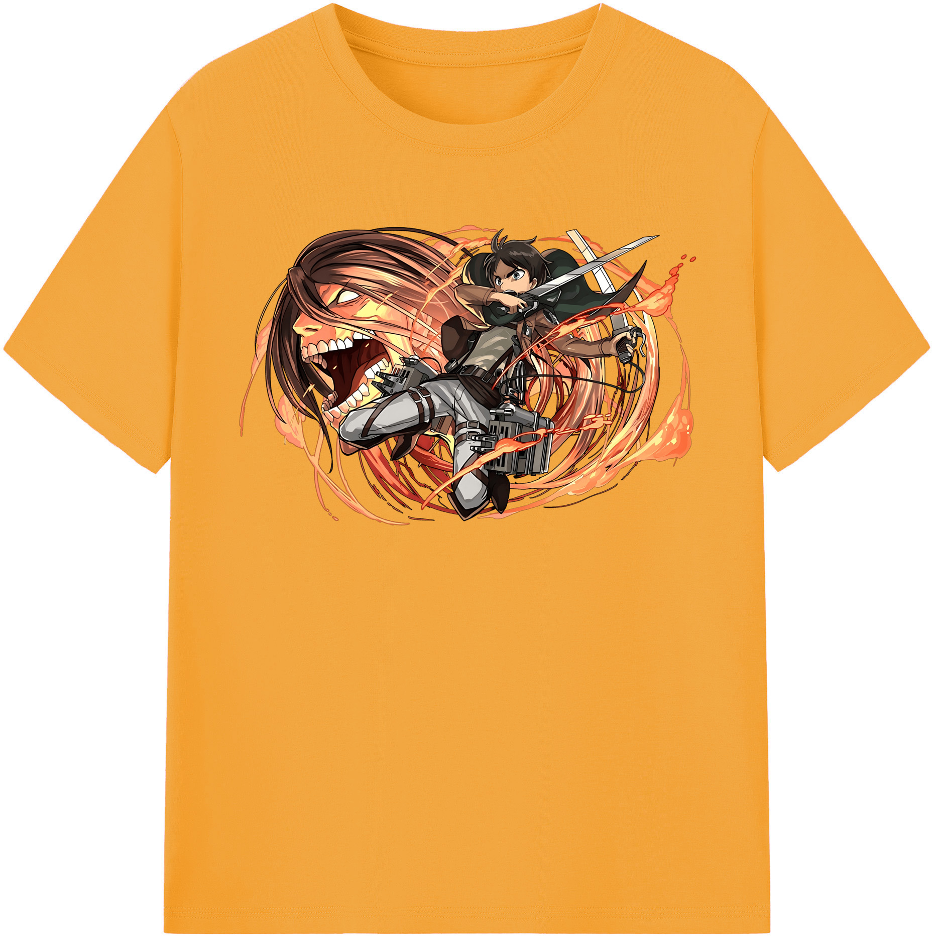 （画像用） 進撃の巨人 エレン･イェーガー Attack on Titan Eren Jäger レディースカジュアルプリントTシャツ（綿100％）