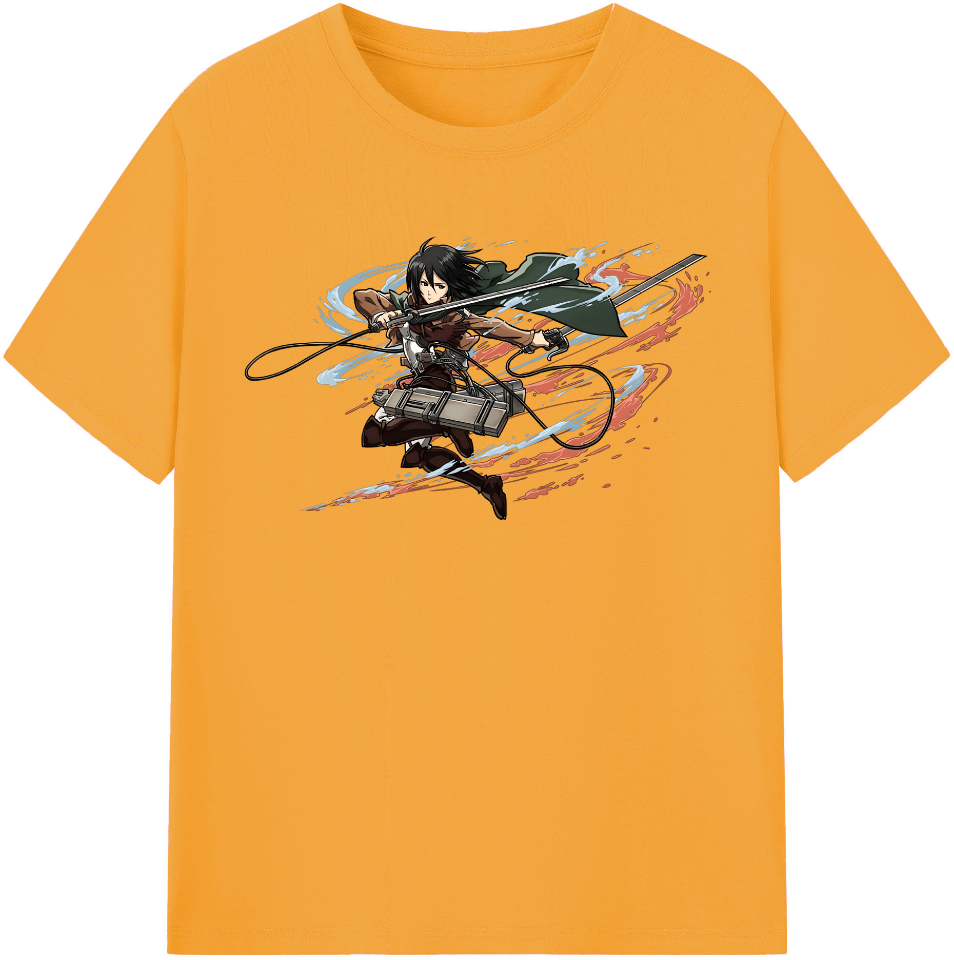 （画像用） 進撃の巨人 ミカサ·アッカーマン Attack on Titan Mikasa Ackerman レディースカジュアルプリントTシャツ（綿100％）