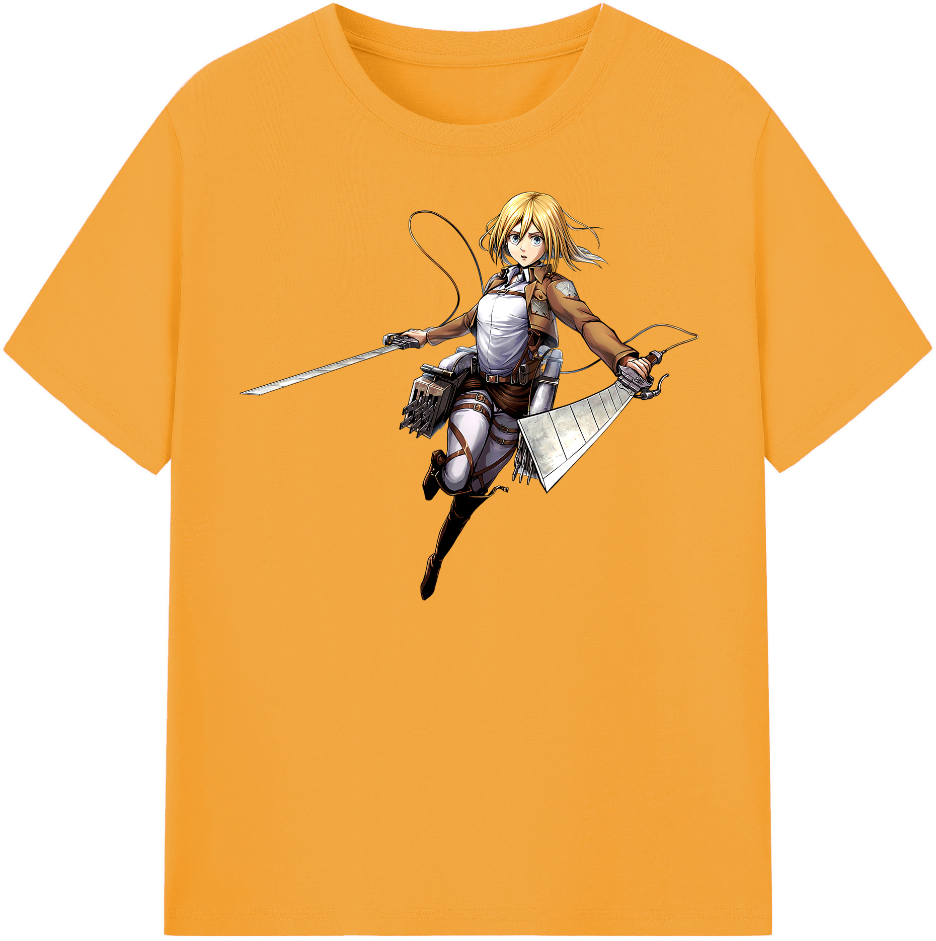 （画像用） 進撃の巨人 クリスタ·レンズ Attack on Titan Christa Lenz レディースカジュアルプリントTシャツ（綿100％）