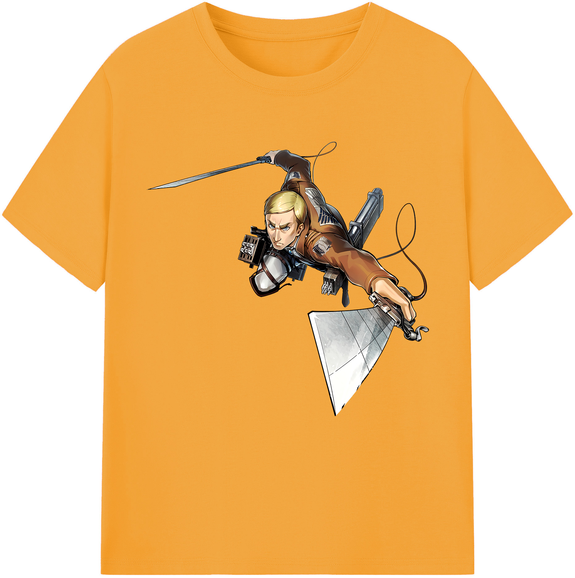 （画像用） 進撃の巨人 エルヴィン・スミス Attack on Titan Erwin Smith レディースカジュアルプリントTシャツ（綿100％）