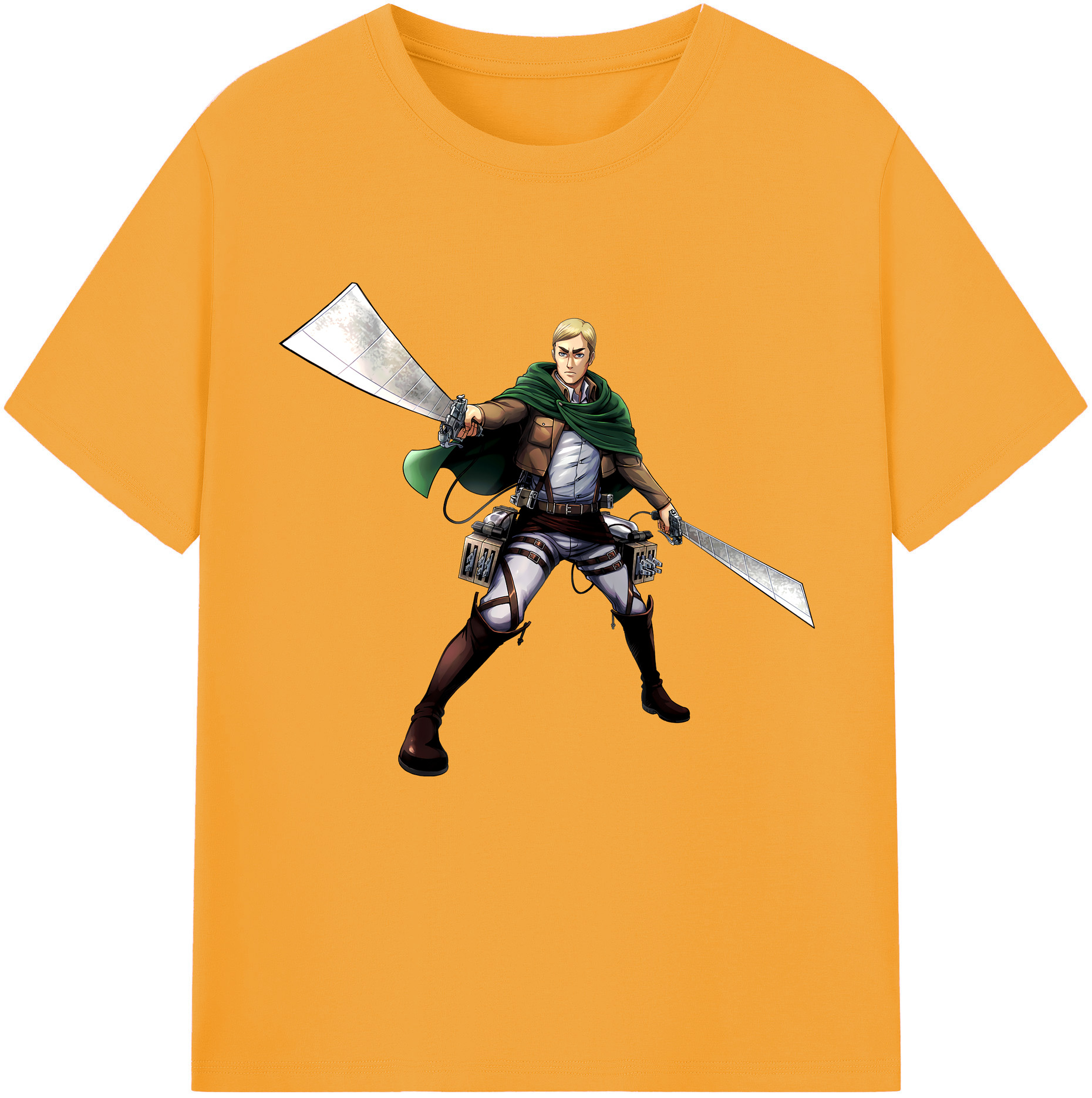 （画像用） 進撃の巨人 エルヴィン・スミス Attack on Titan Erwin Smith レディースカジュアルプリントTシャツ（綿100％）