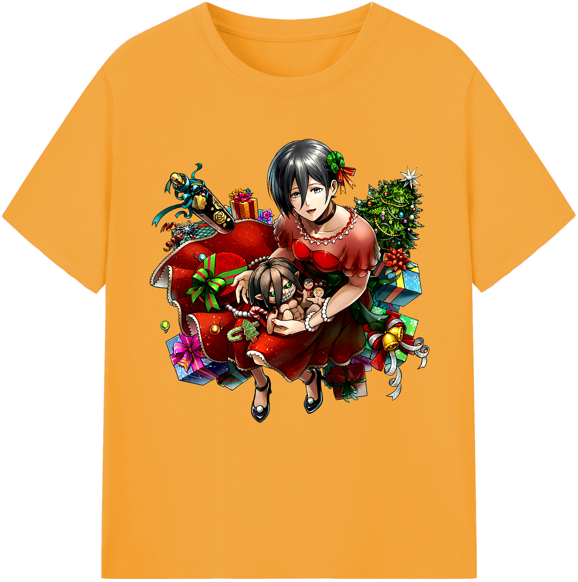（画像用） 進撃の巨人 ミカサ·アッカーマン Attack on Titan Mikasa Ackerman レディースカジュアルプリントTシャツ（綿100％）