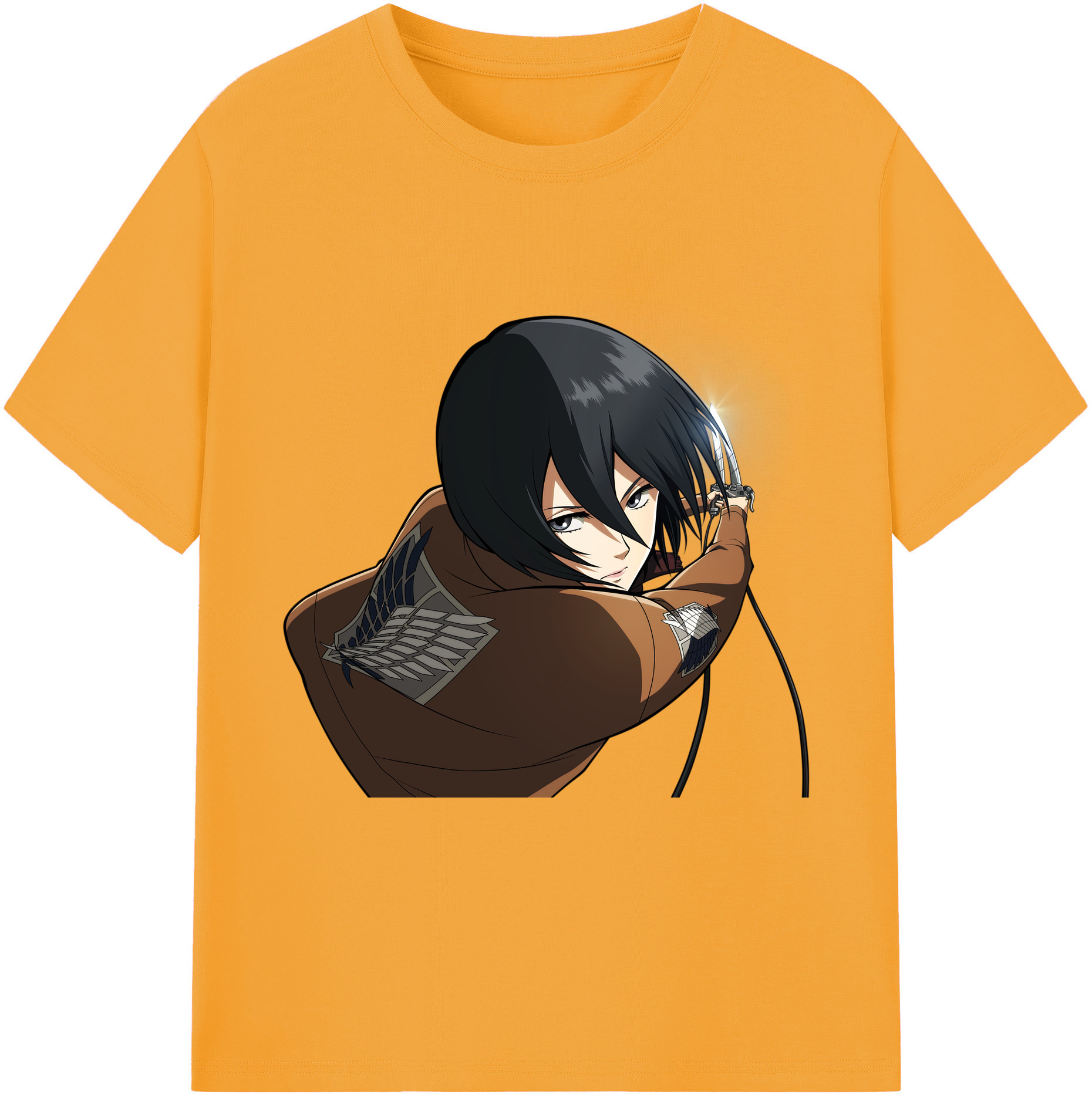 （画像用） 進撃の巨人 ミカサ·アッカーマン Attack on Titan Mikasa Ackerman レディースカジュアルプリントTシャツ（綿100％）