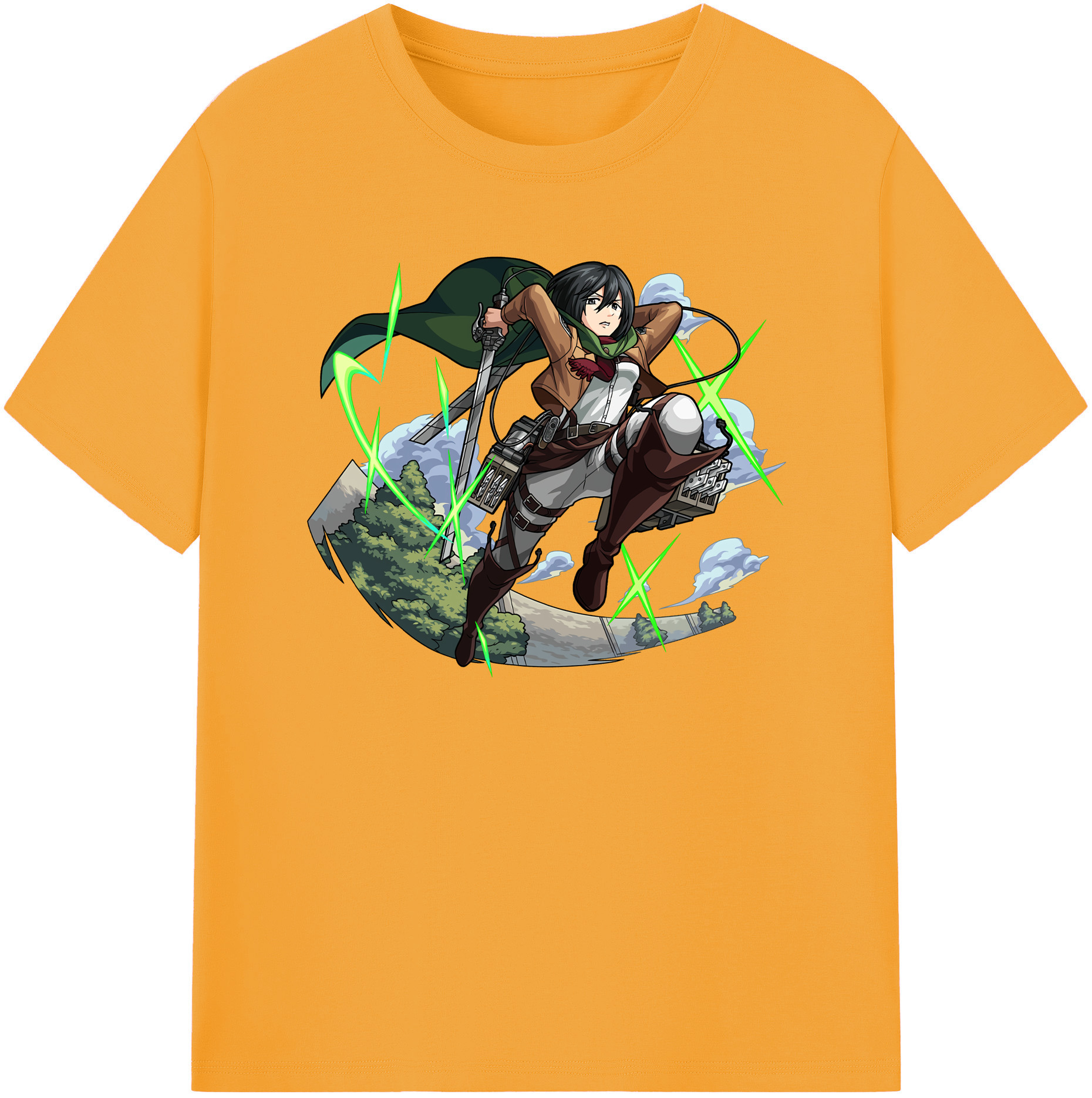 （画像用） 進撃の巨人 ミカサ·アッカーマン Attack on Titan Mikasa Ackerman レディースカジュアルプリントTシャツ（綿100％）