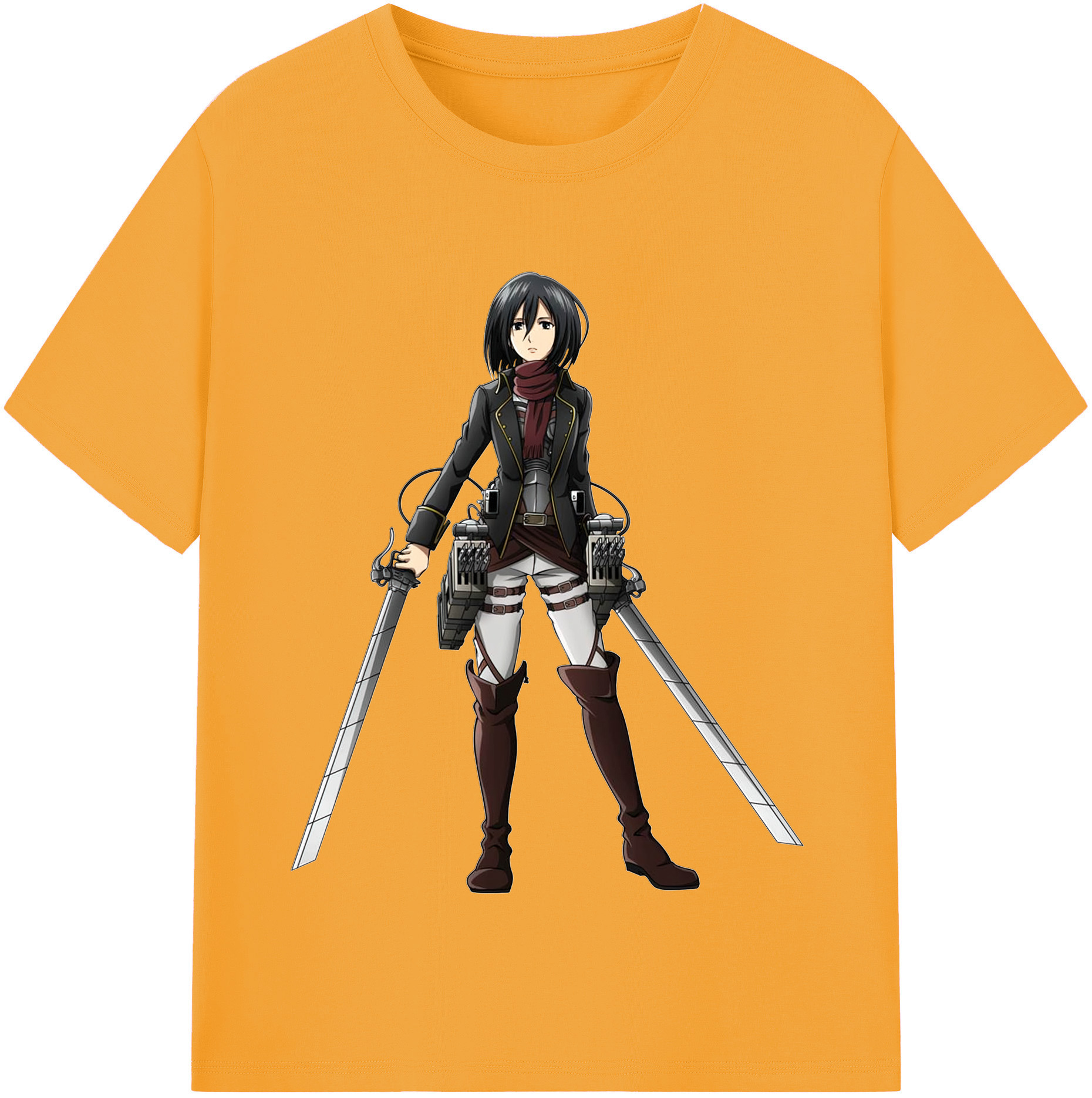 （画像用） 進撃の巨人 ミカサ·アッカーマン Attack on Titan Mikasa Ackerman レディースカジュアルプリントTシャツ（綿100％）