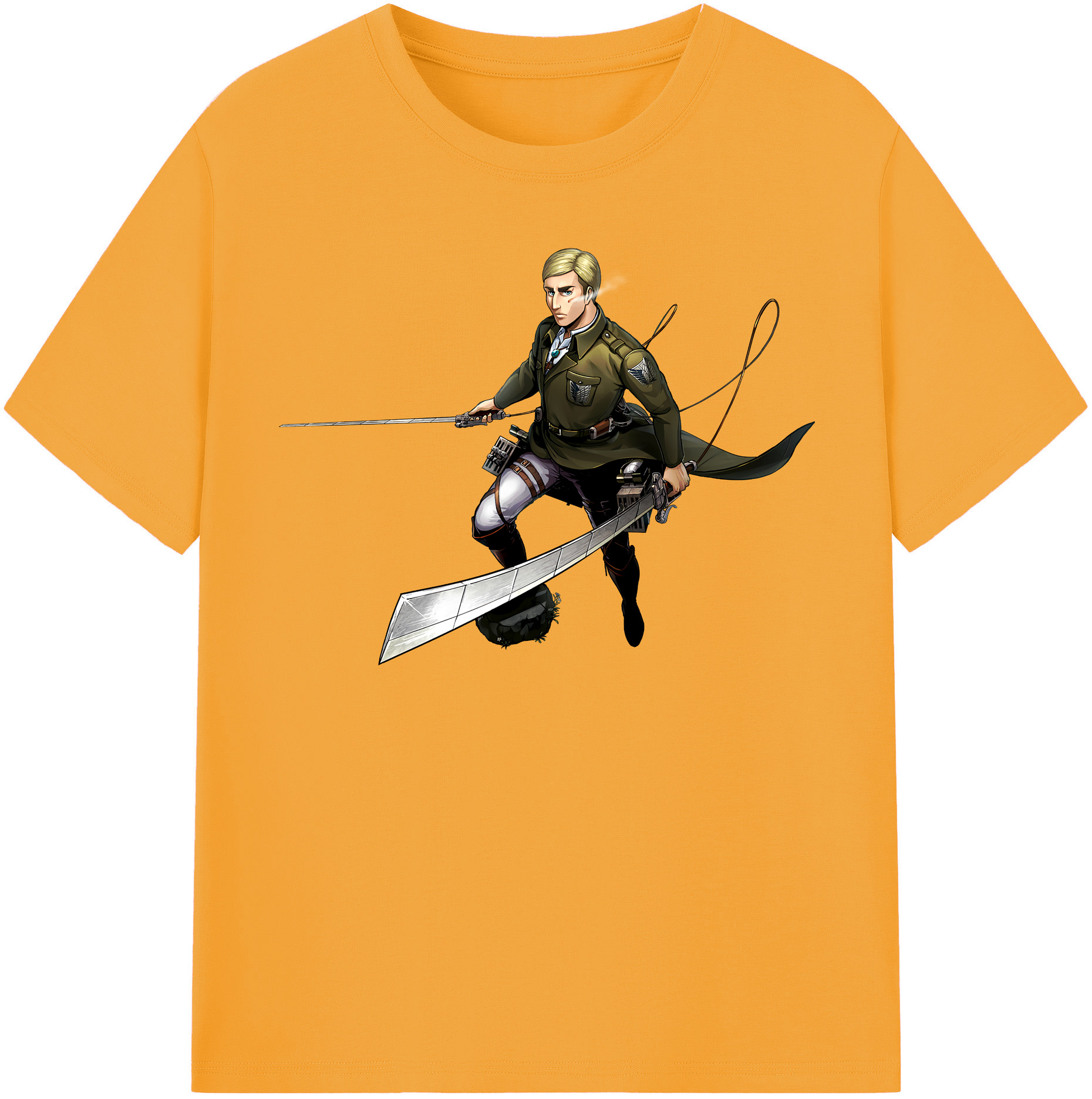 （画像用） 進撃の巨人 エルヴィン・スミス Attack on Titan Erwin Smith レディースカジュアルプリントTシャツ（綿100％）