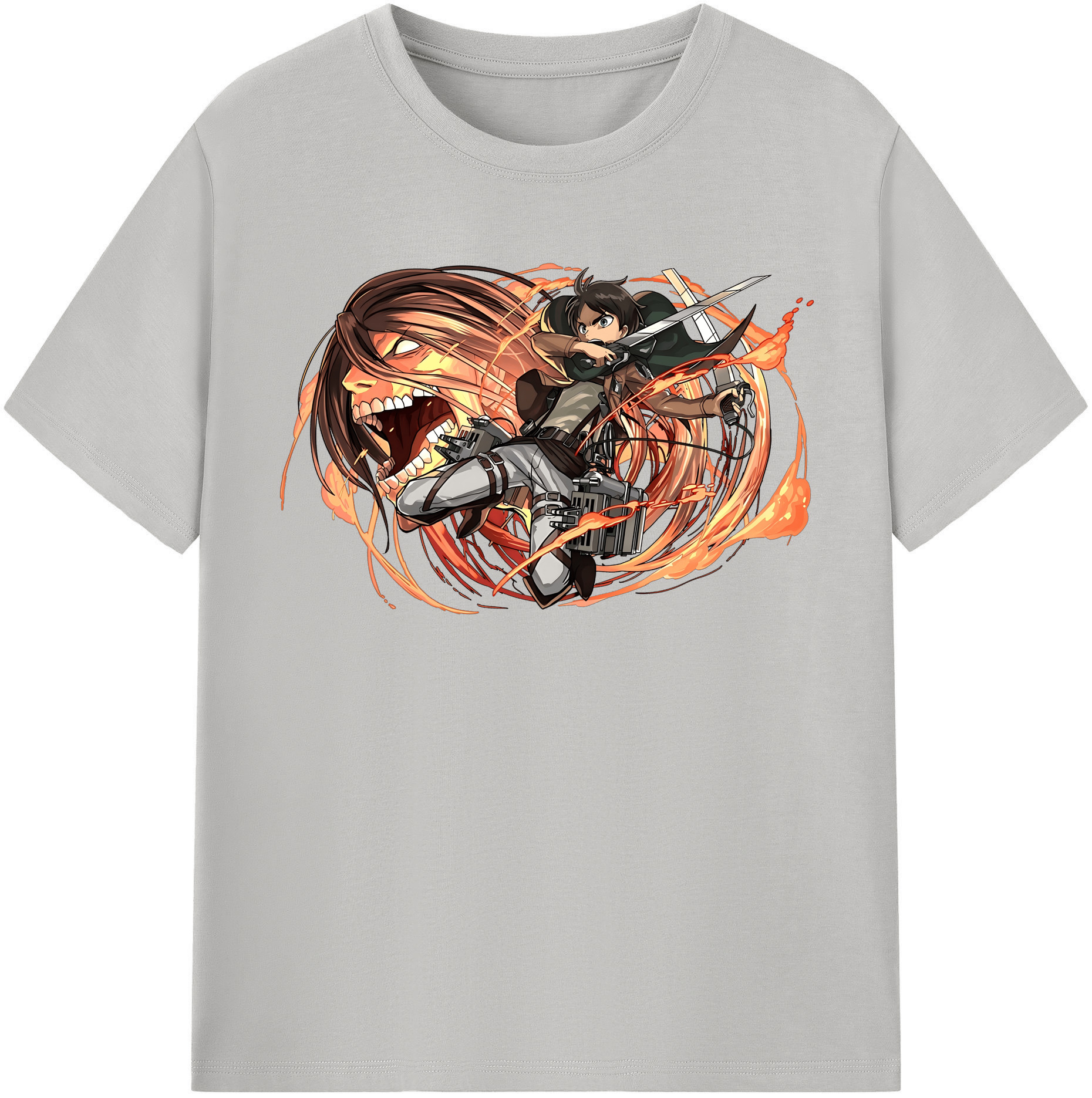 （画像用） 進撃の巨人 エレン･イェーガー Attack on Titan Eren Jäger レディースカジュアルプリントTシャツ（綿100％）